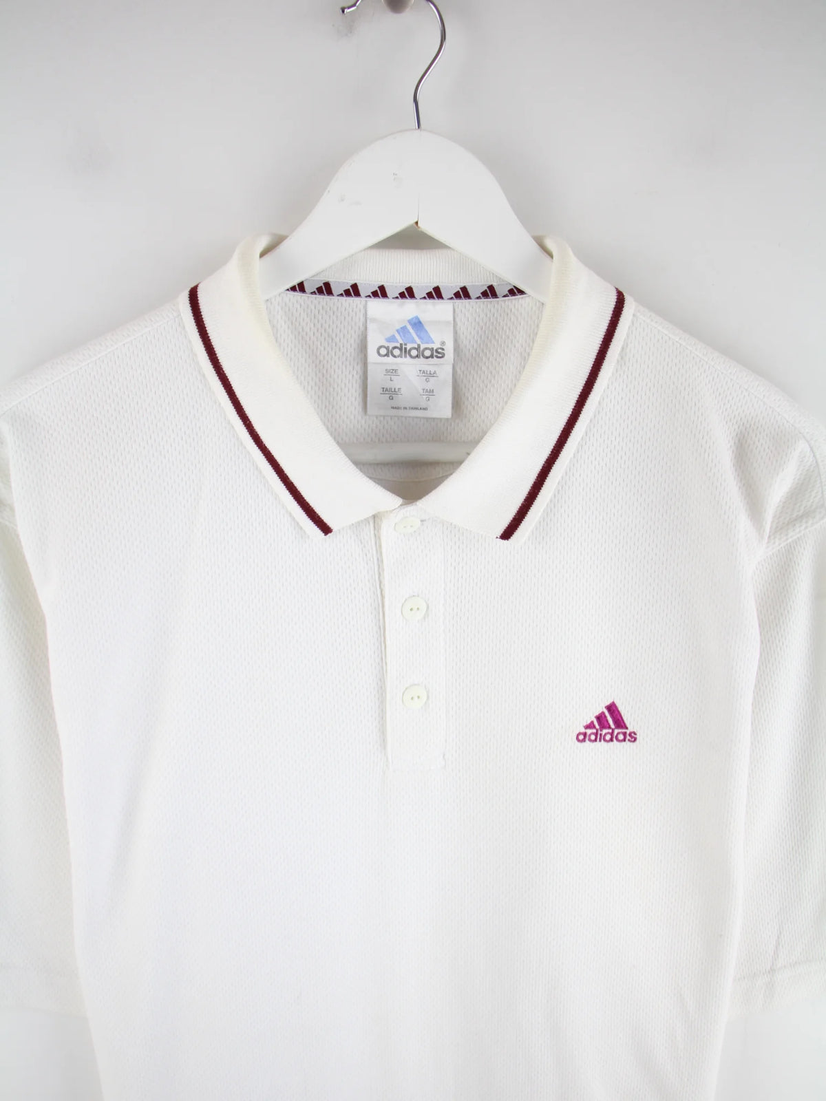 Adidas Polo Weiß L – Detailansicht Vorderseite