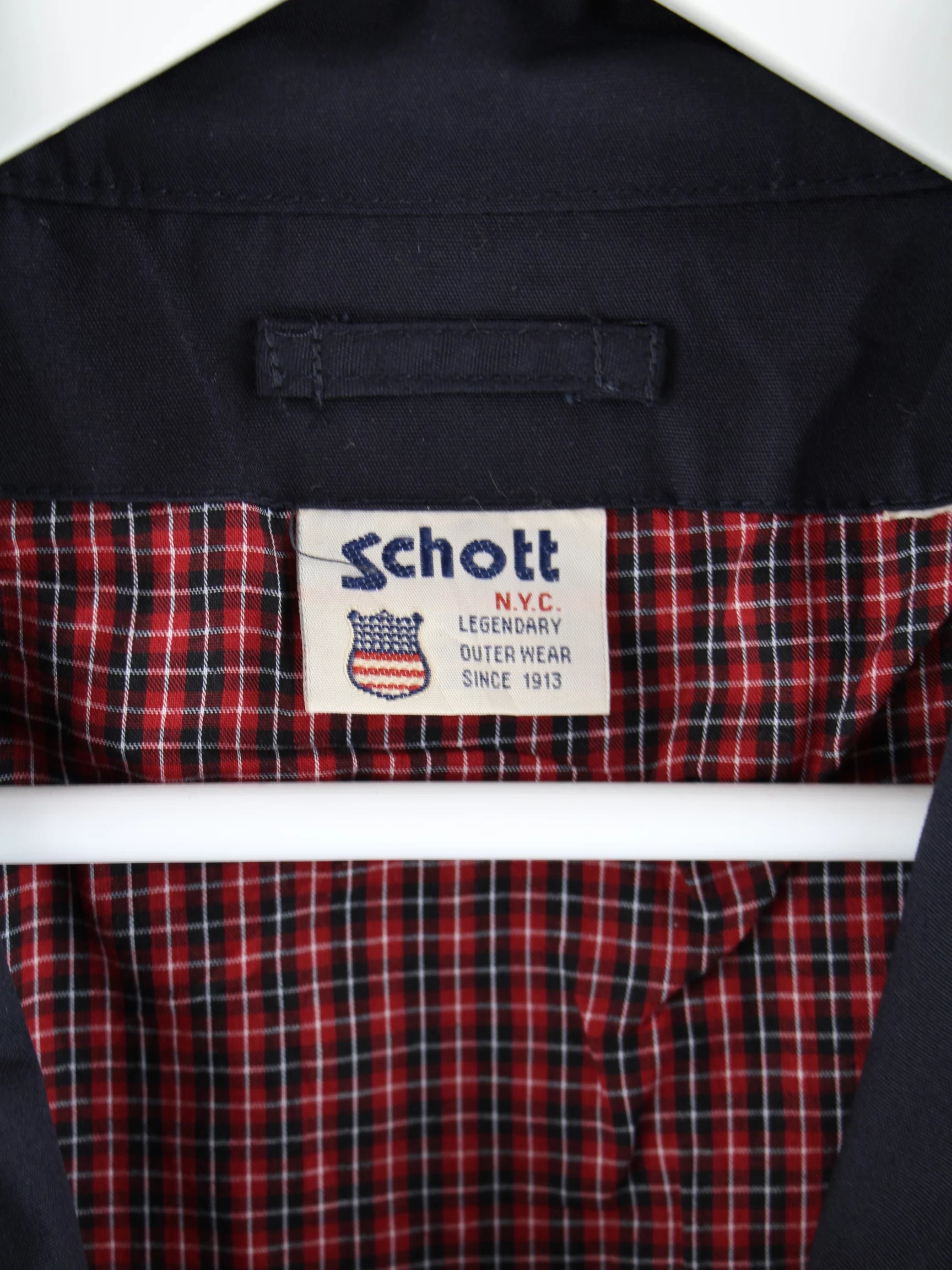 Schott Jacke Blau L – Etikett