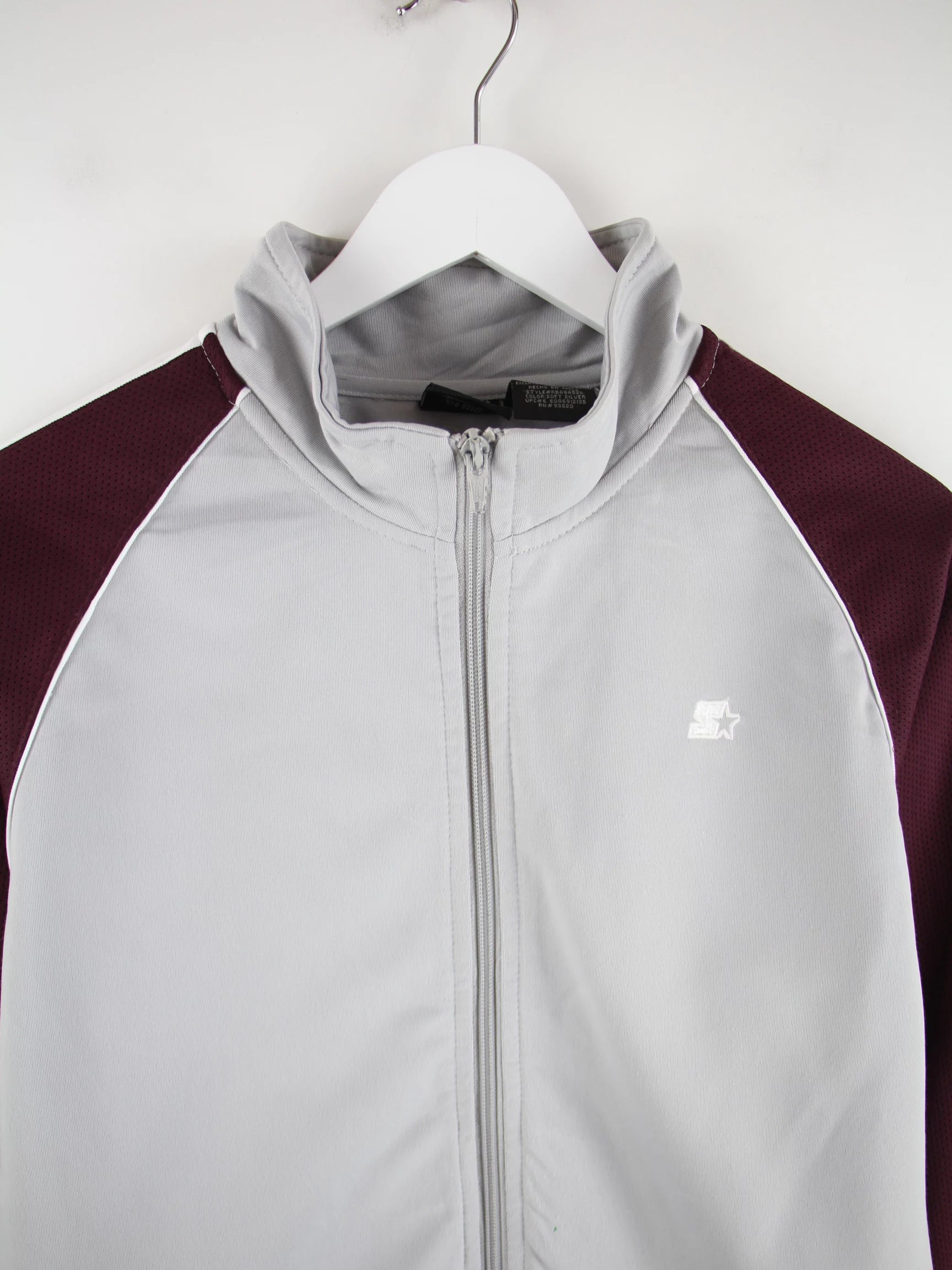 Starter Trainingsjacke Grau S – Detailansicht Vorderseite