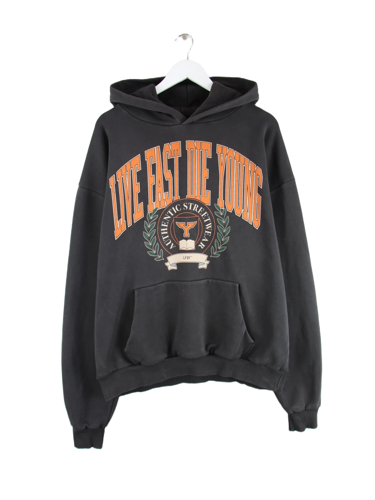 Vintage Hoodie Schwarz L – Vorderseite