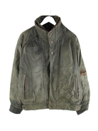 Vintage Lederjacke Grün XL – Vorderseite