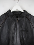 Vintage Lederjacke Schwarz XL – Detailansicht Vorderseite