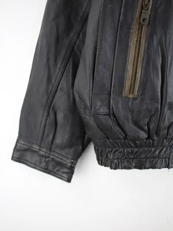 Vintage Lederjacke Schwarz XL – Detailbild 3