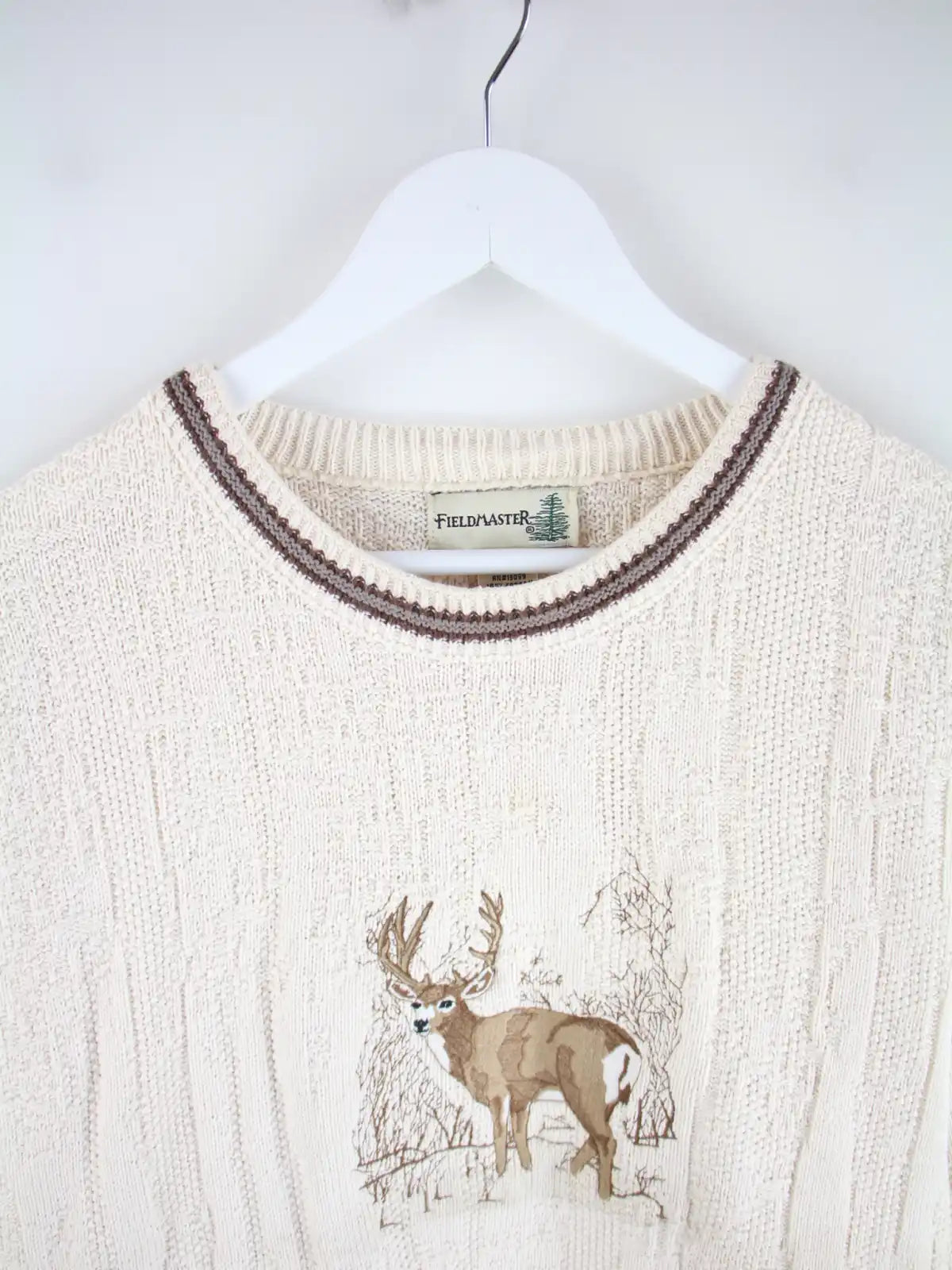 Vintage Pullover Beige XL – Detailansicht Vorderseite