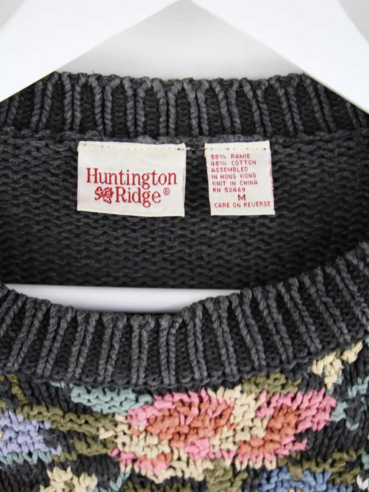 Vintage Pullover Grau M – Etikett