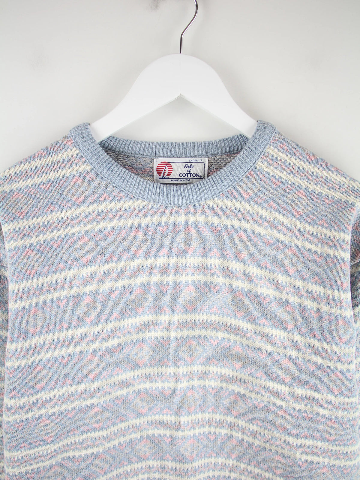 Vintage Pullover Mehrfarbig L – Detailansicht Vorderseite