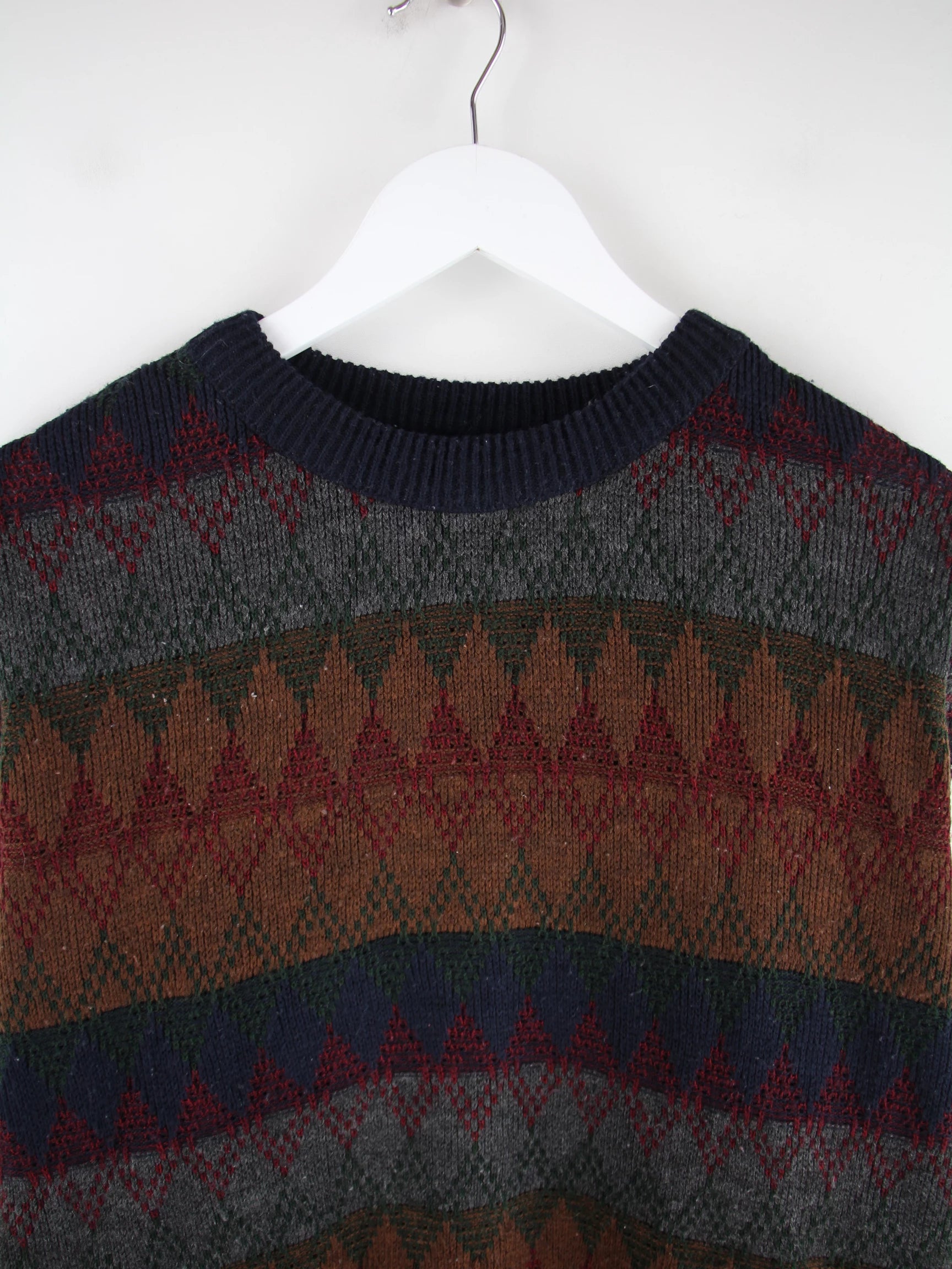 Vintage Pullover Mehrfarbig L – Detailansicht Vorderseite
