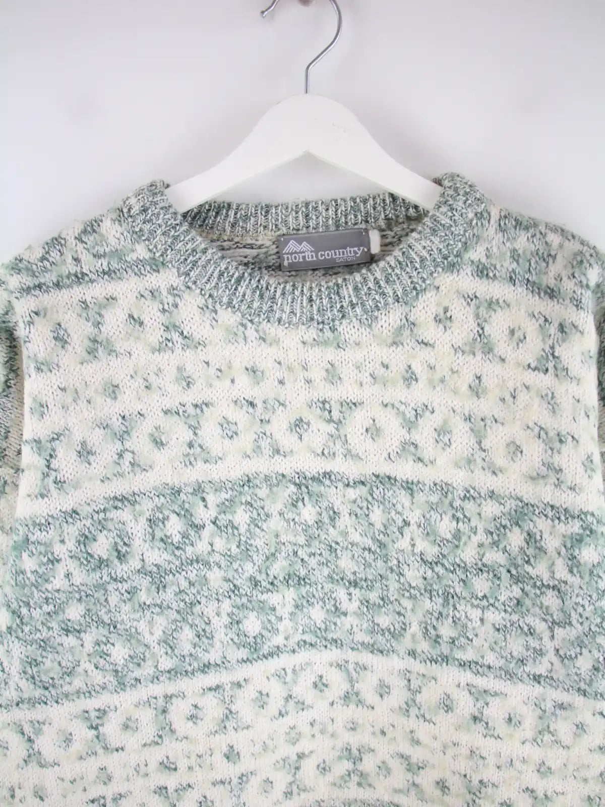Vintage Pullover Weiß L – Detailansicht Vorderseite