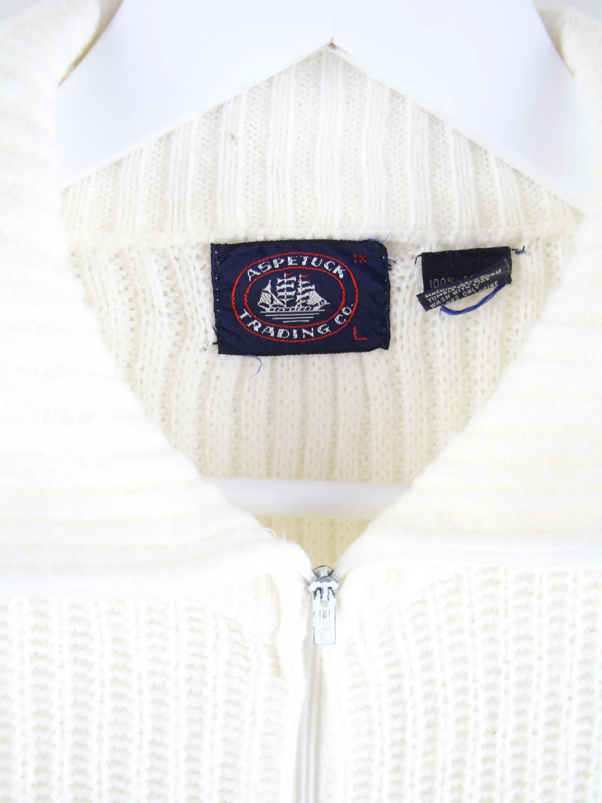 Vintage Pullover Weiß L – Etikett
