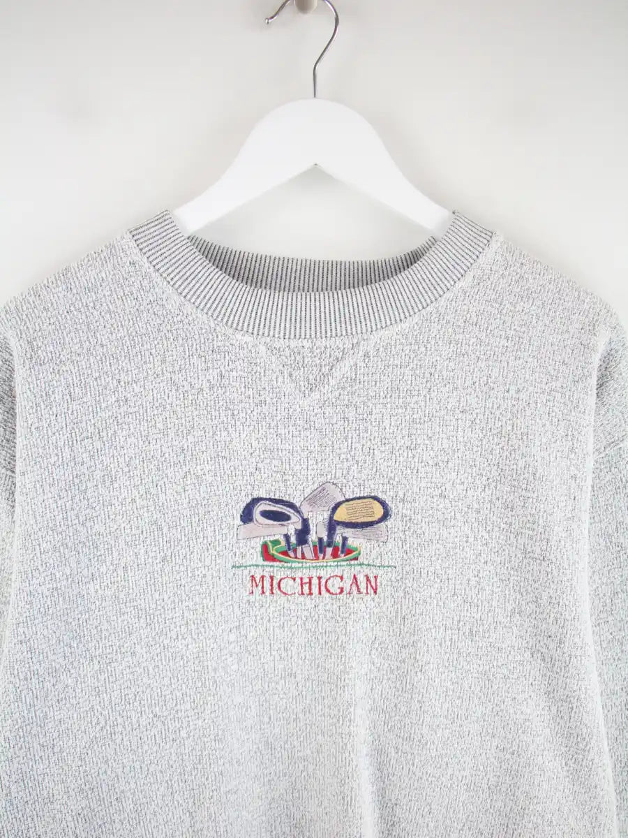 Vintage Sweater Grau L – Detailansicht Vorderseite