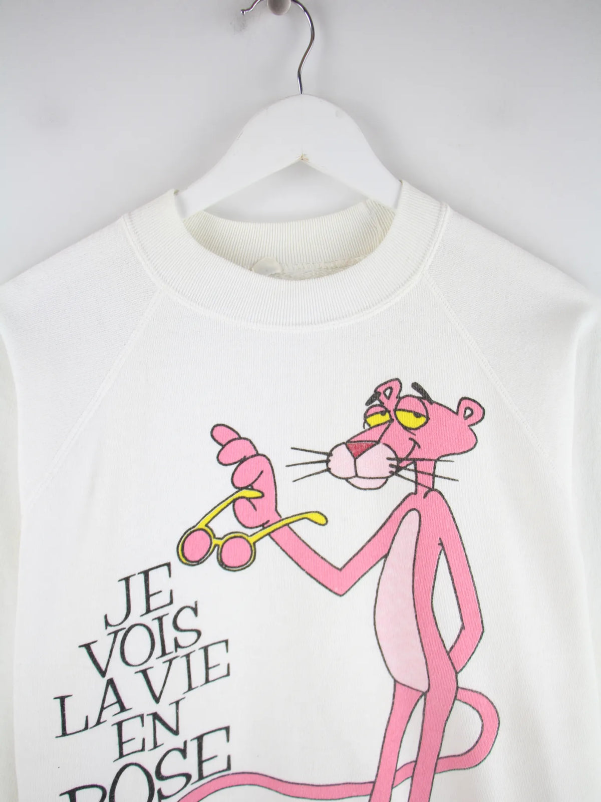 Vintage Sweater Weiß L – Detailansicht Vorderseite