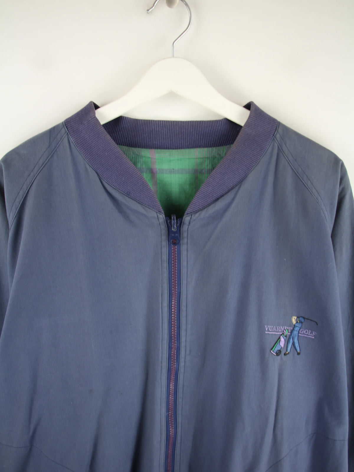 Vintage Trainingsjacke Blau XL – Detailansicht Vorderseite