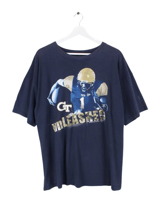 Football Print T-Shirt Blau XL