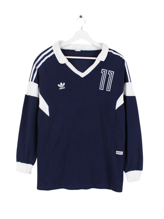 Adidas 80's Langarm Poloshirt Blau L