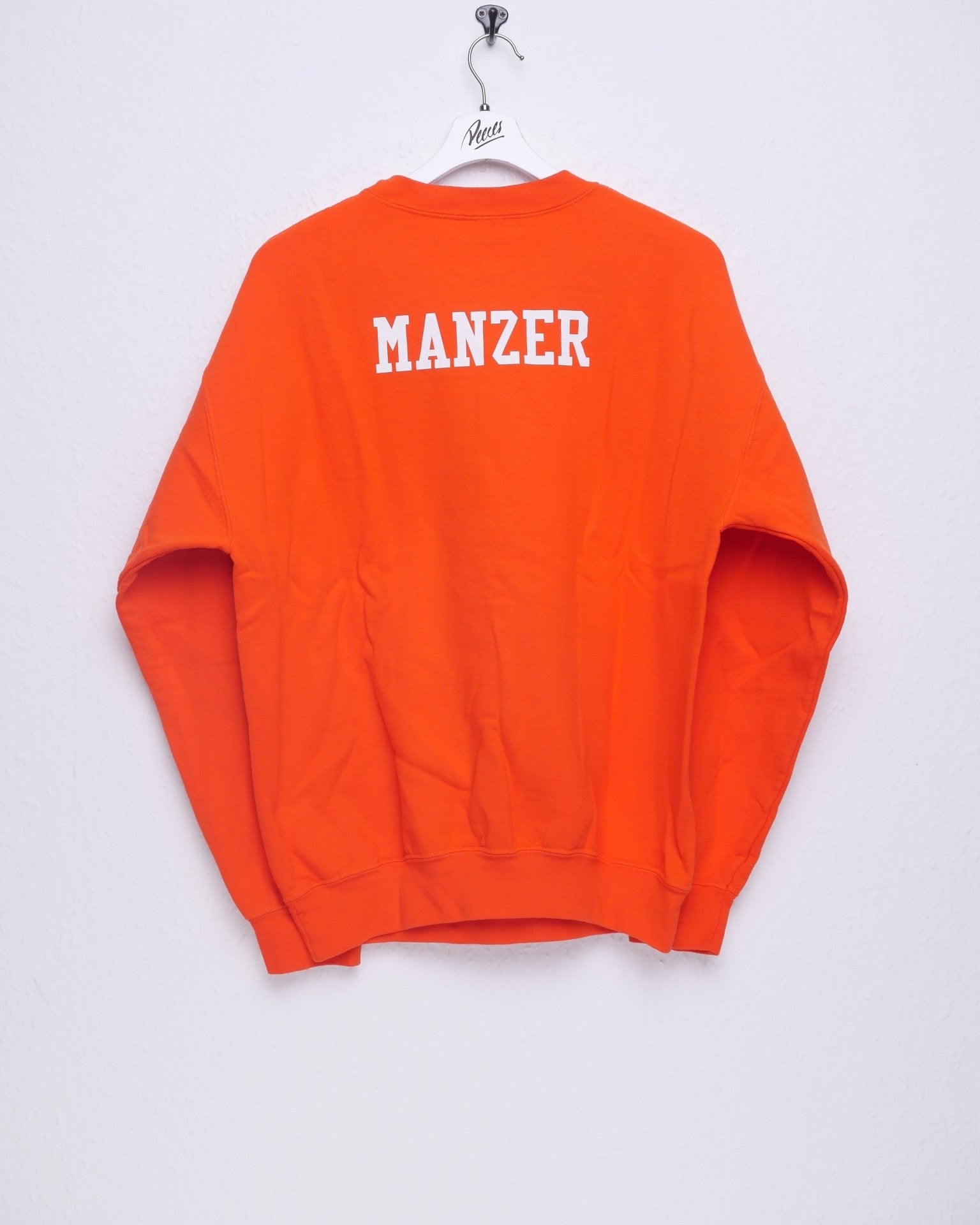 2013 West Varsity printed Spellout orange Sweater - Peeces
