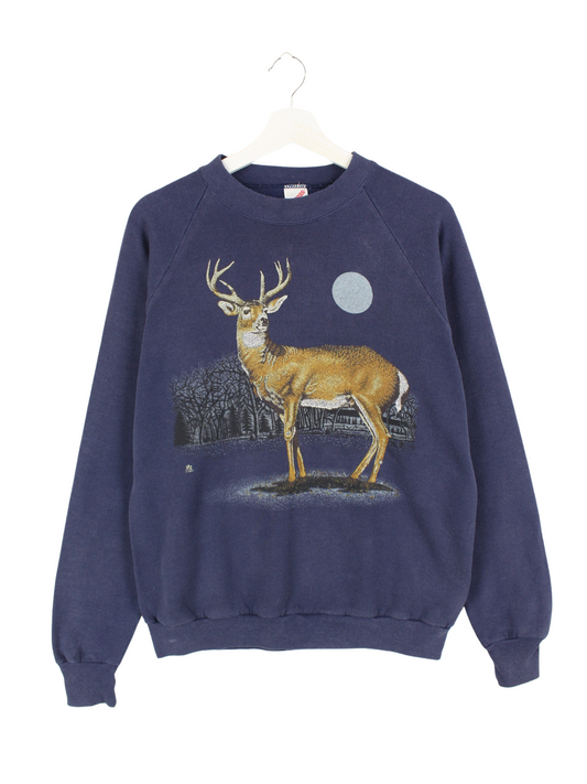 Jeerzes Damen Deer Print Sweater Blau L