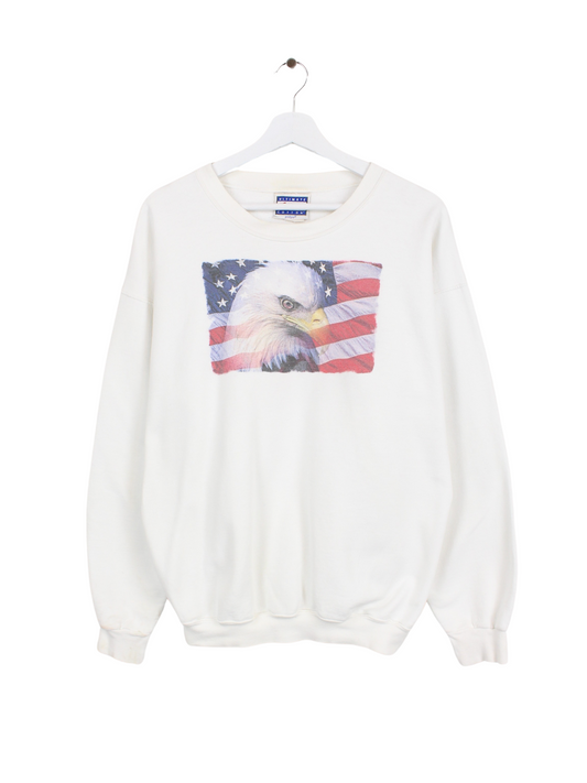 Hanes USA Print Sweater Weiß M
