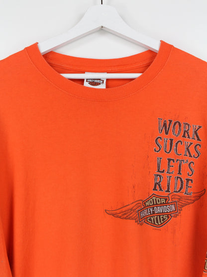 Harley Davidson Print Sweatshirt Orange XXL
