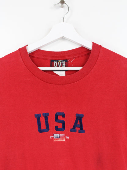 Vintage USA Embroidered T-Shirt Rot L