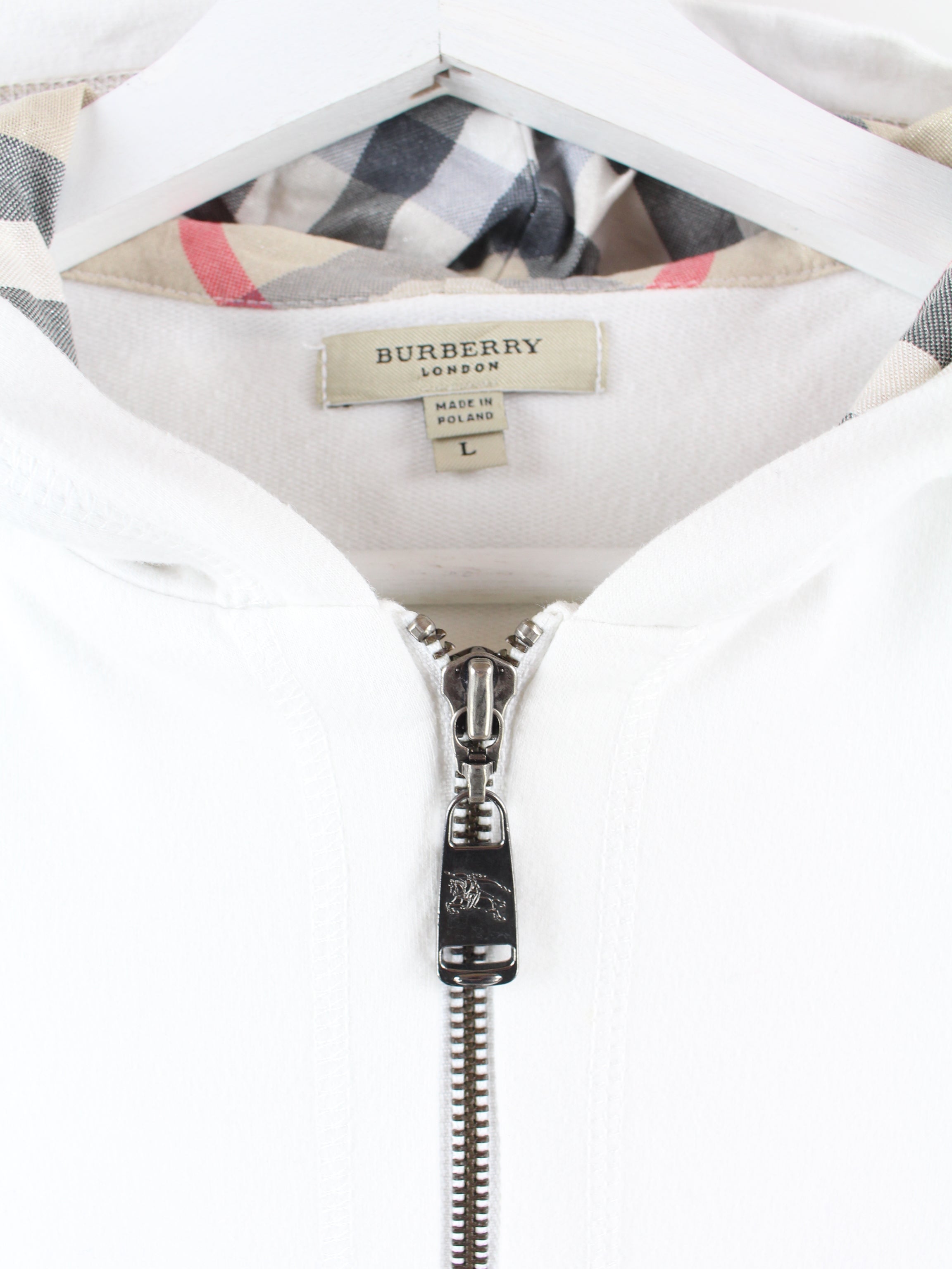 Burberry Sweat capuche zipp pour femme Blanc L Peeces