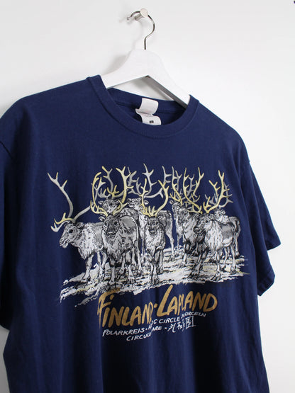 Fruit of the Loom Finland Print T-Shirt Blau L