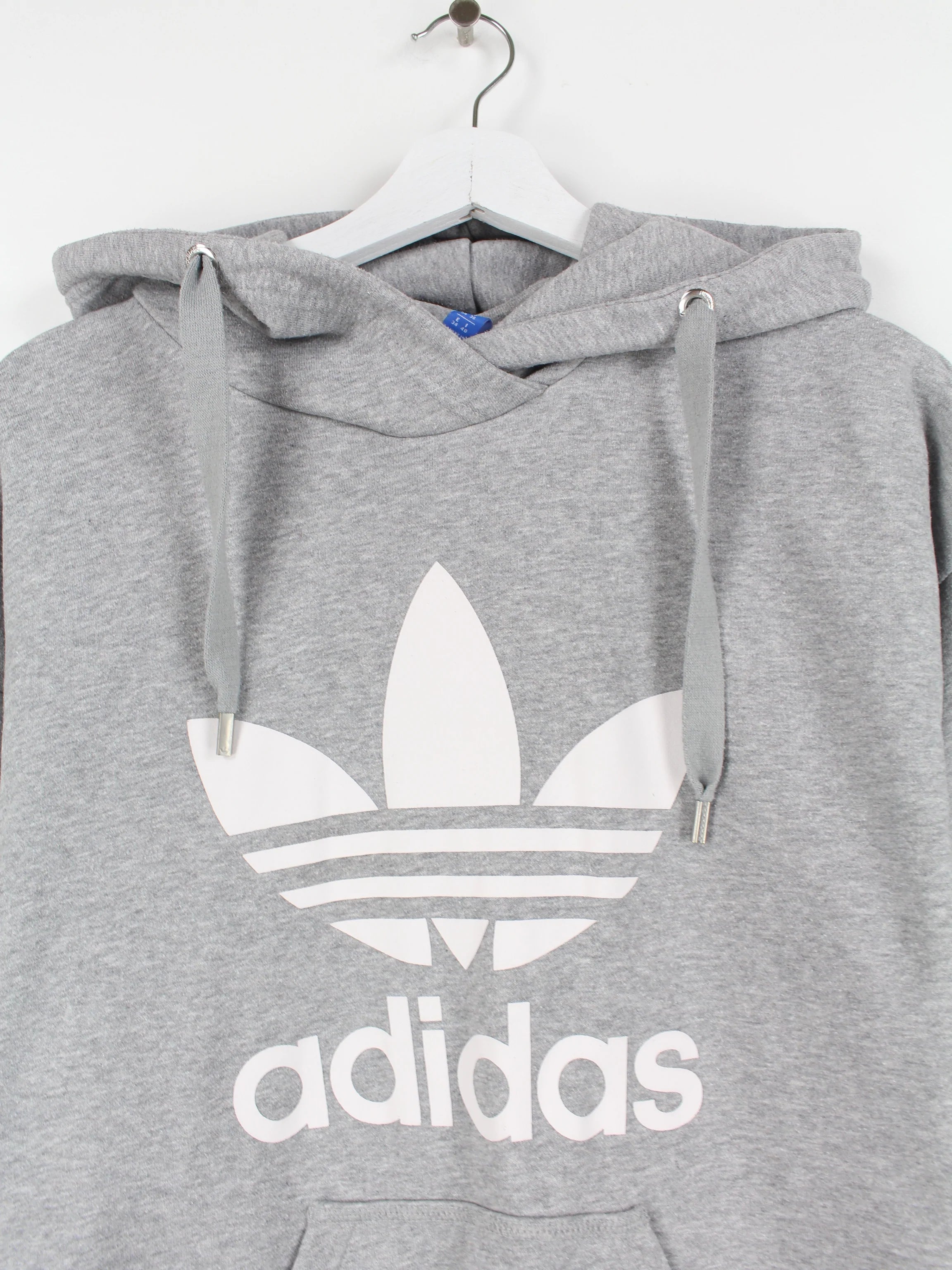 Adidas trefoil hoodie women's grey shop
