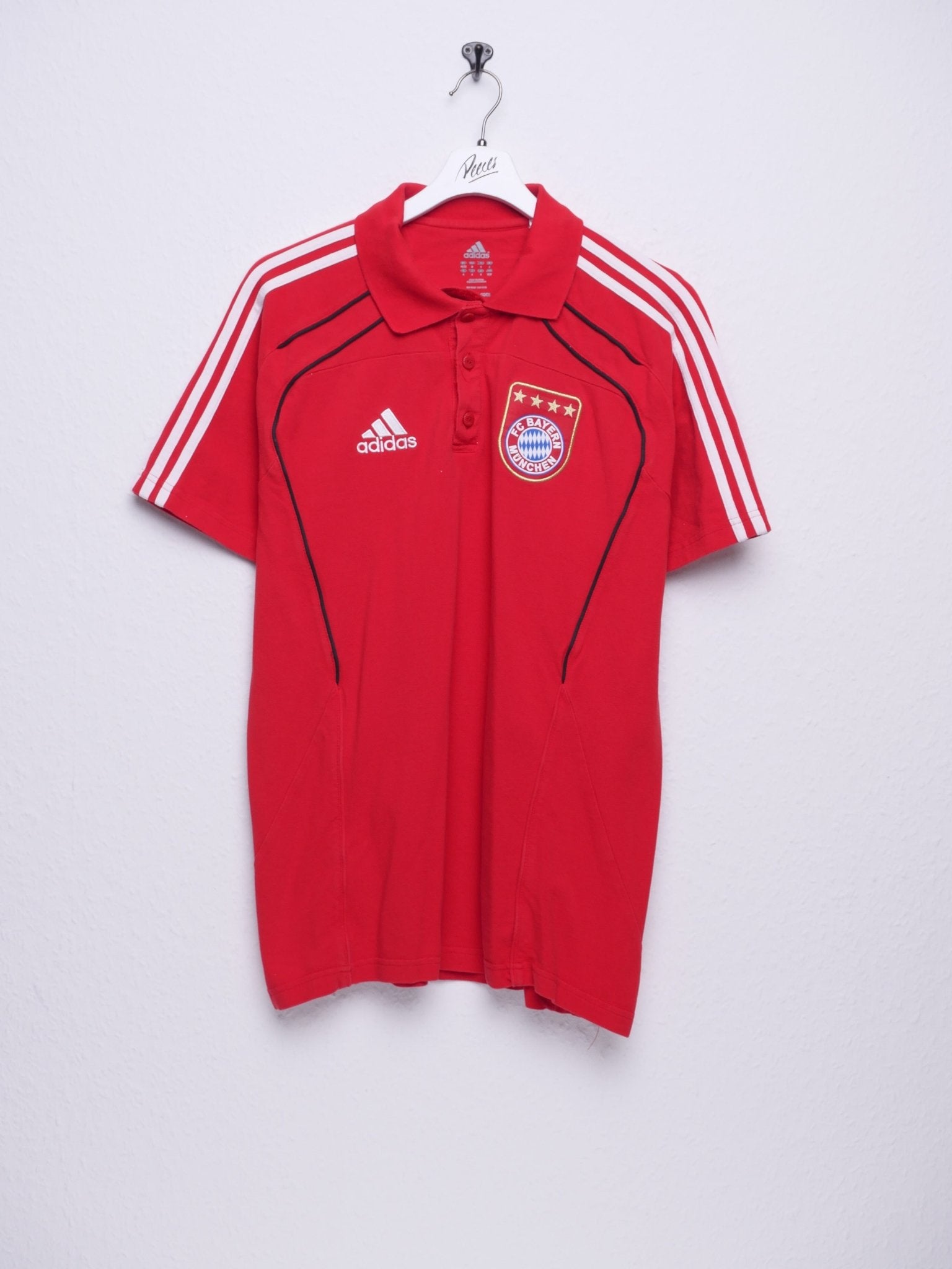 adidas embroidered Logo 'FC Bayern Munich' red S/S Polo Shirt - Peeces