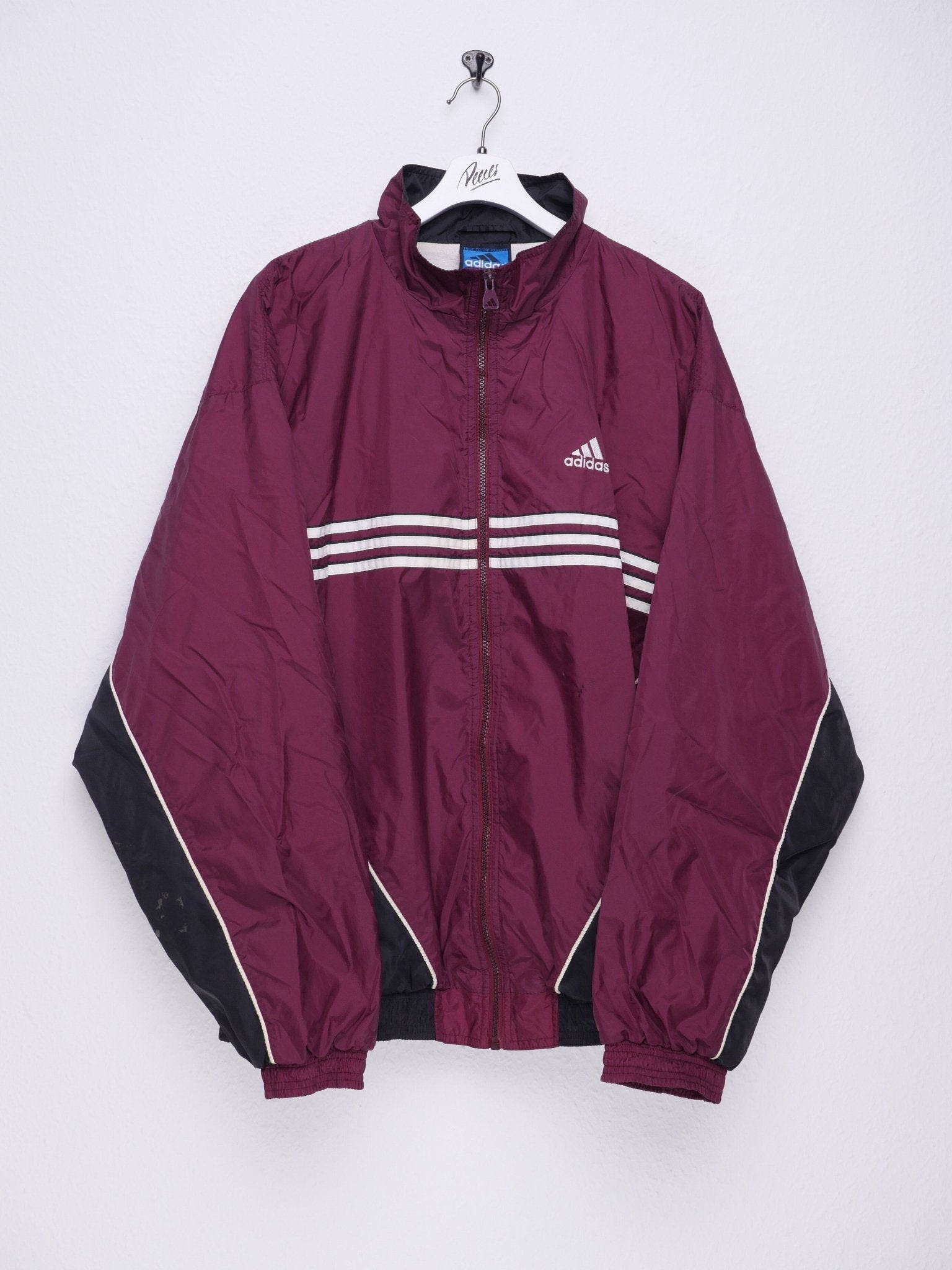 adidas embroidered Logo & Stripes burgundy Track Jacket - Peeces