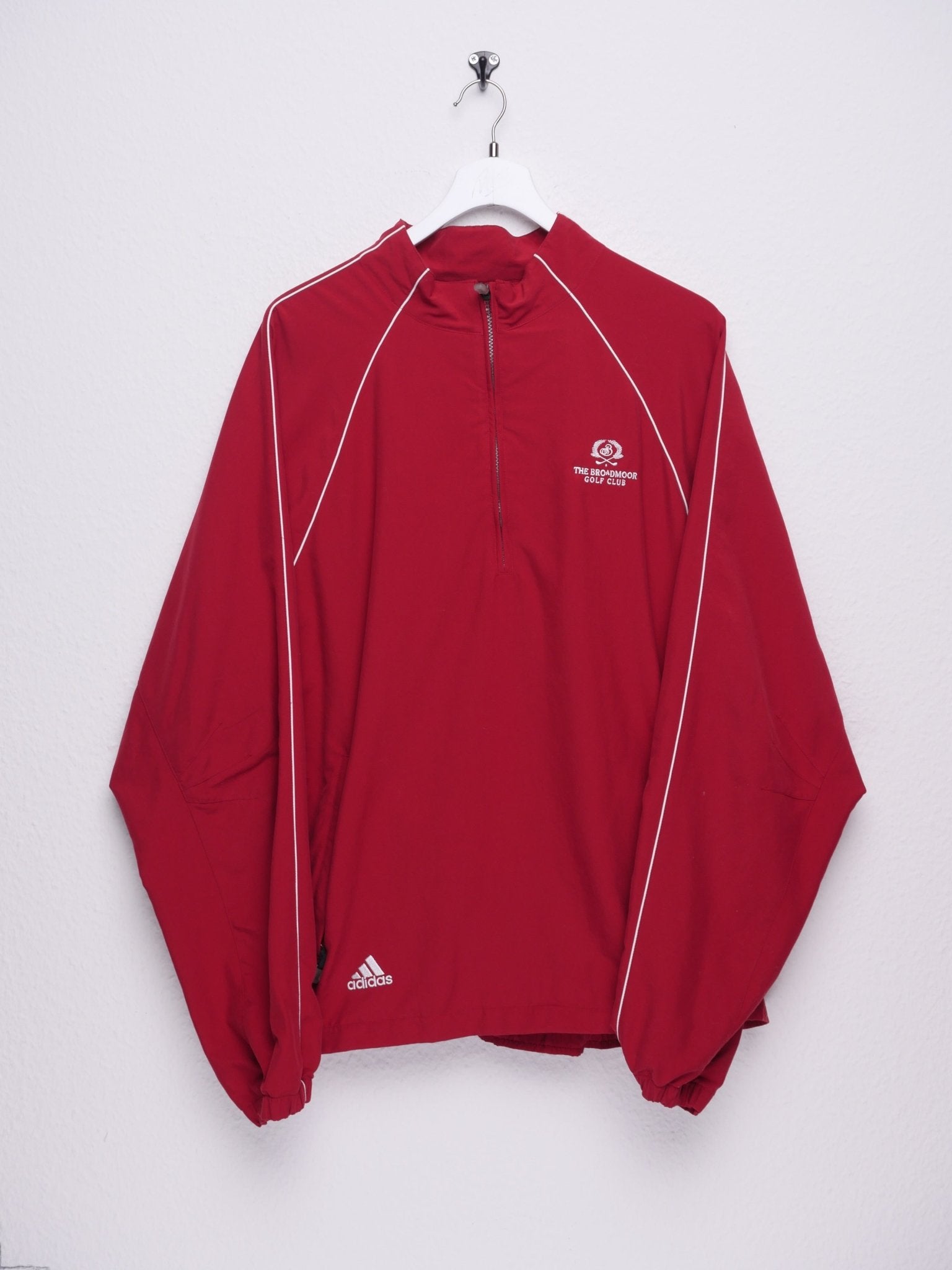 Adidas embroidered Logo 'The Broadmoor Golf Club' red Half Zip Track Jacket - Peeces