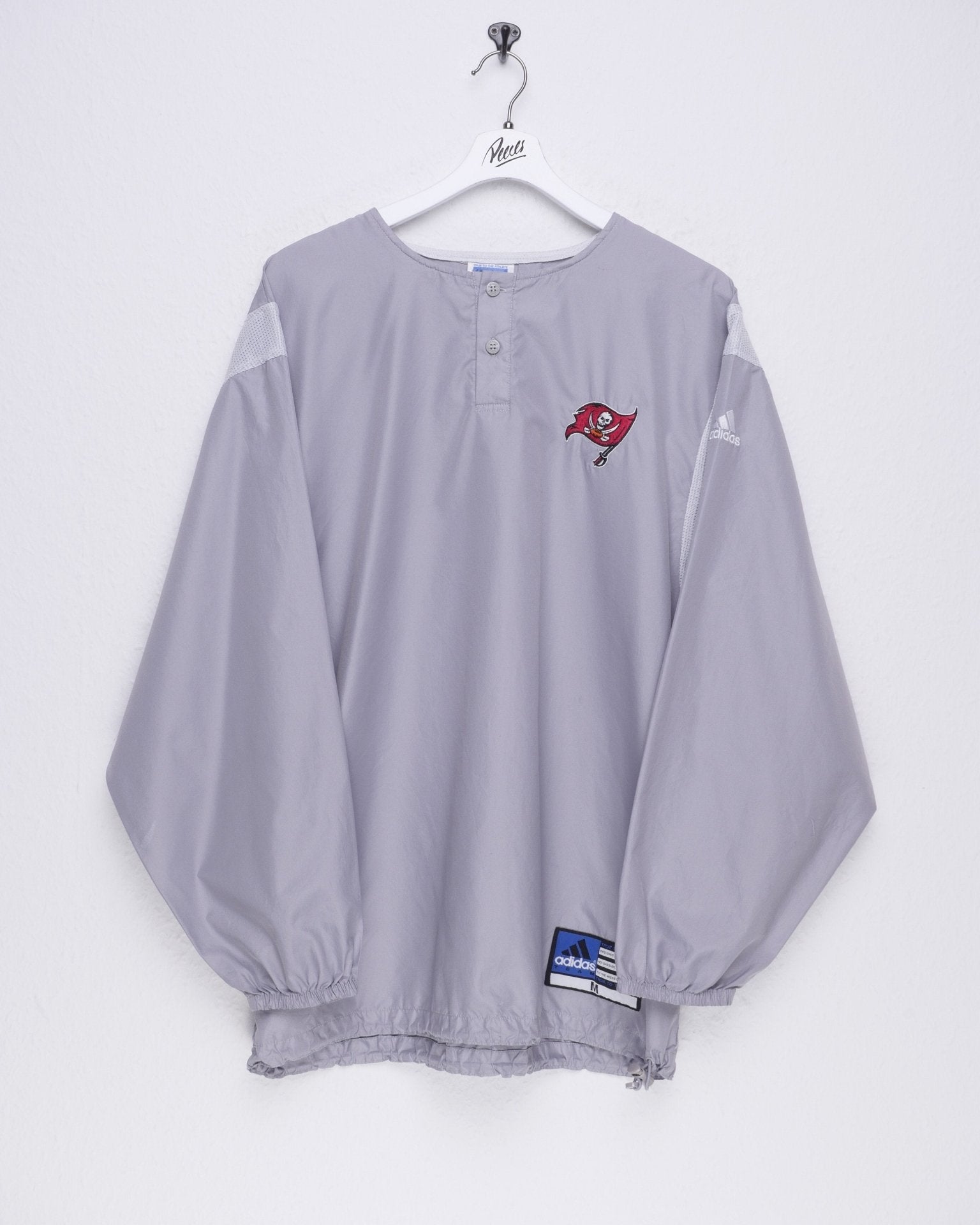 adidas embroidered Patch grey half buttoned Jersey Sweater - Peeces