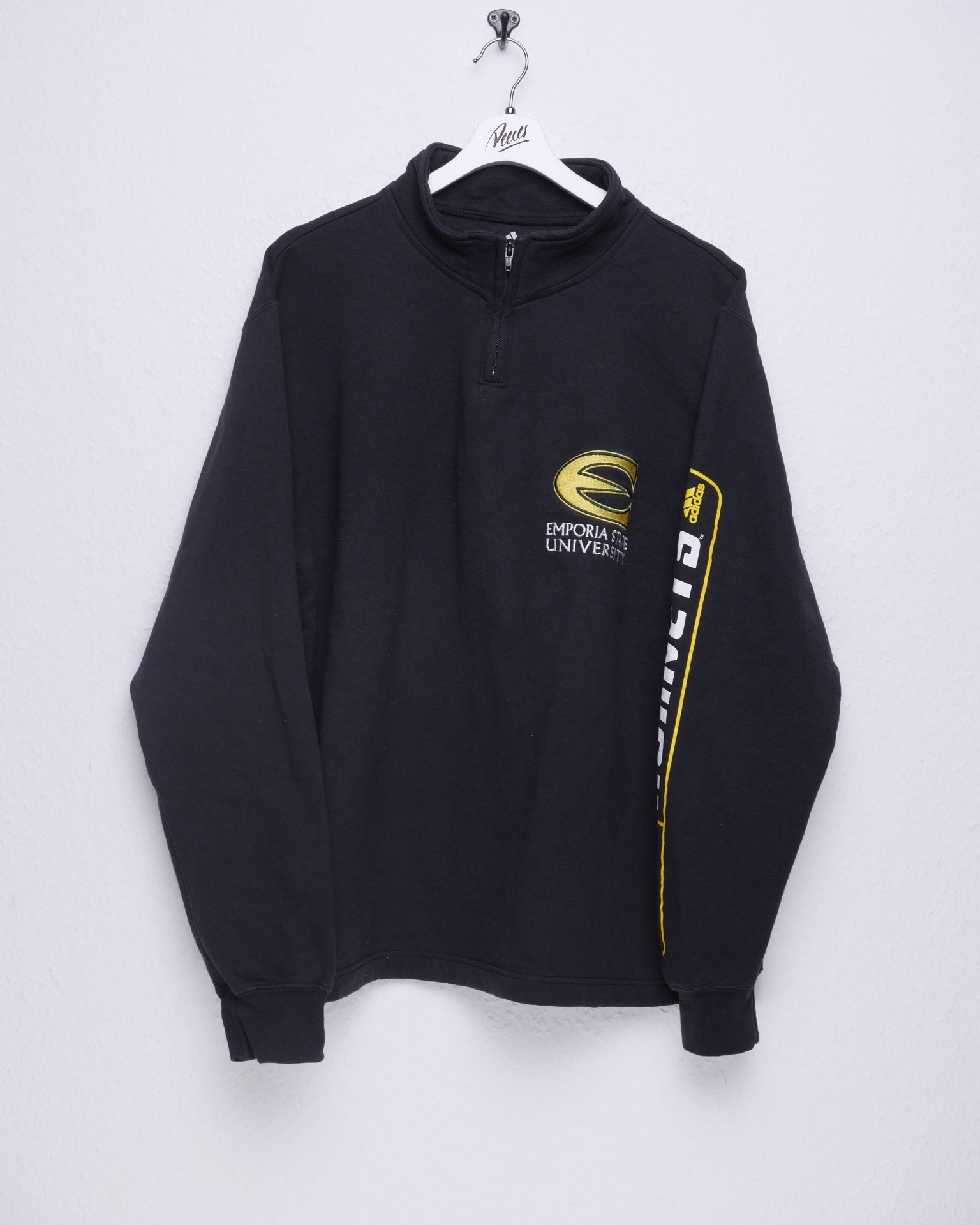 Adidas Emporia State University printed Logo black Half Zip Sweater - Peeces