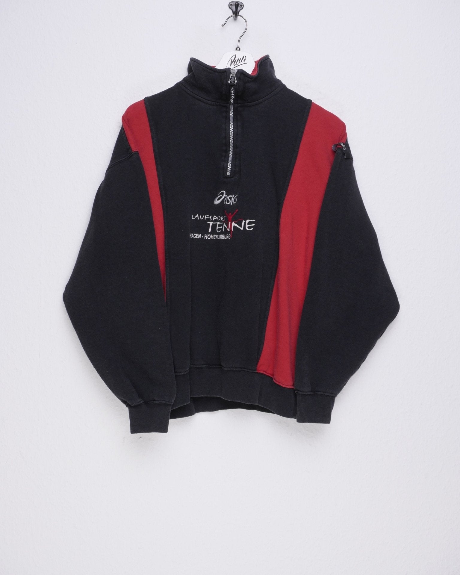 asics embroidered Logo 'Laufsport Tenne' washed Half Zip Sweater - Peeces