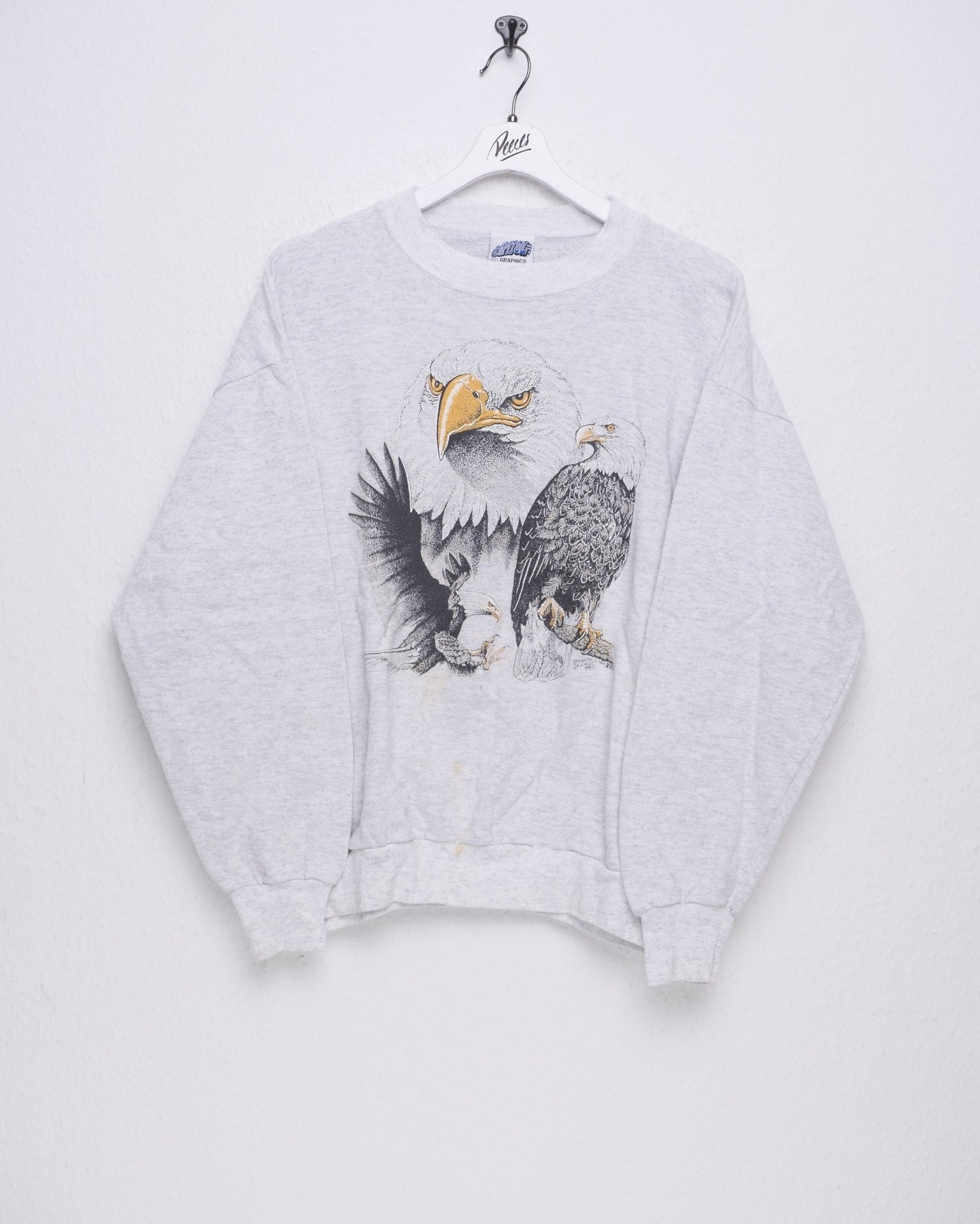 Bald Eagle printed Graphic 1991 Vintage Sweater - Peeces