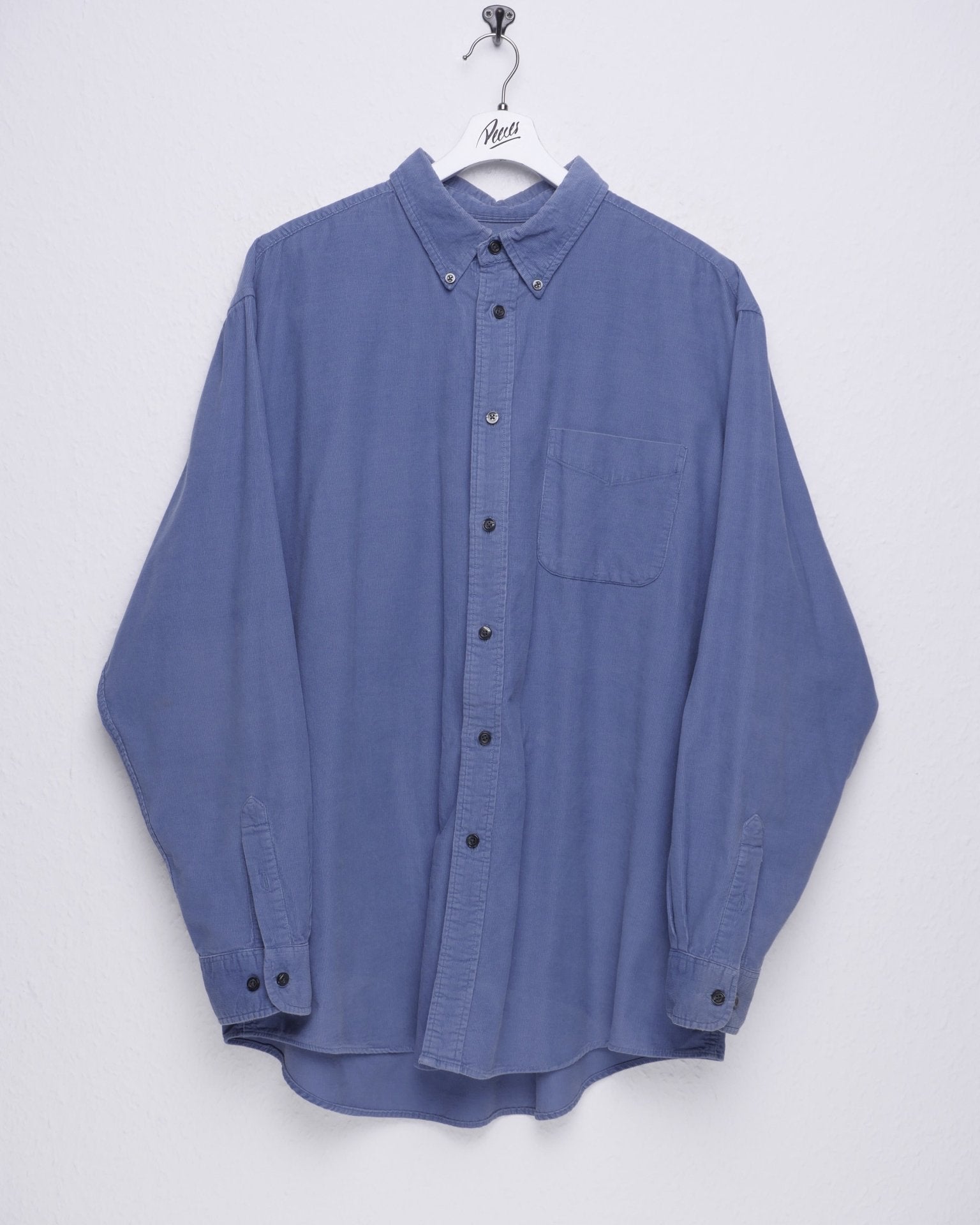 basic blue L/S Flannel Hemd - Peeces