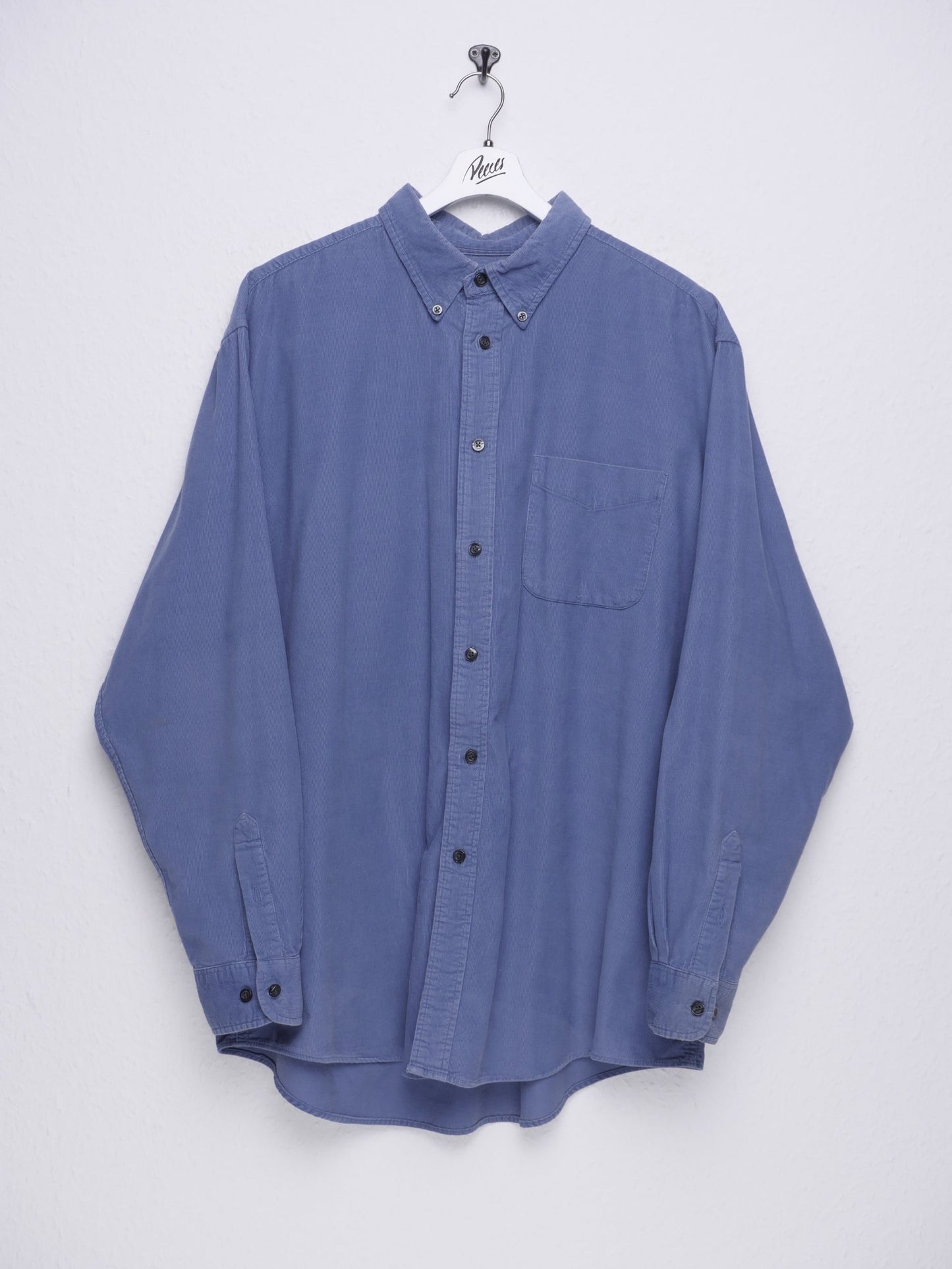 basic blue L/S Flannel Hemd - Peeces