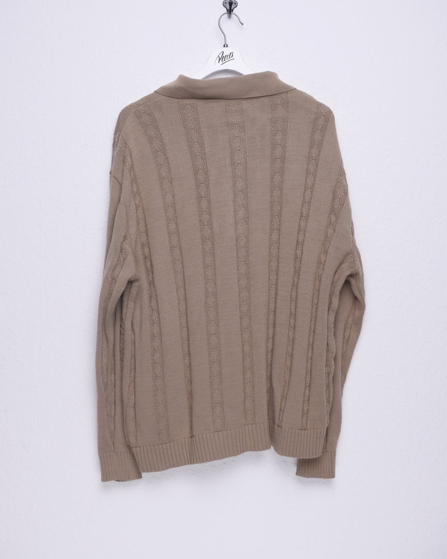 beige Half Zip Knit Sweater - Peeces