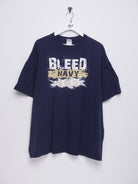Bleed Navy&Gold printed Spellout Vintage Shirt - Peeces