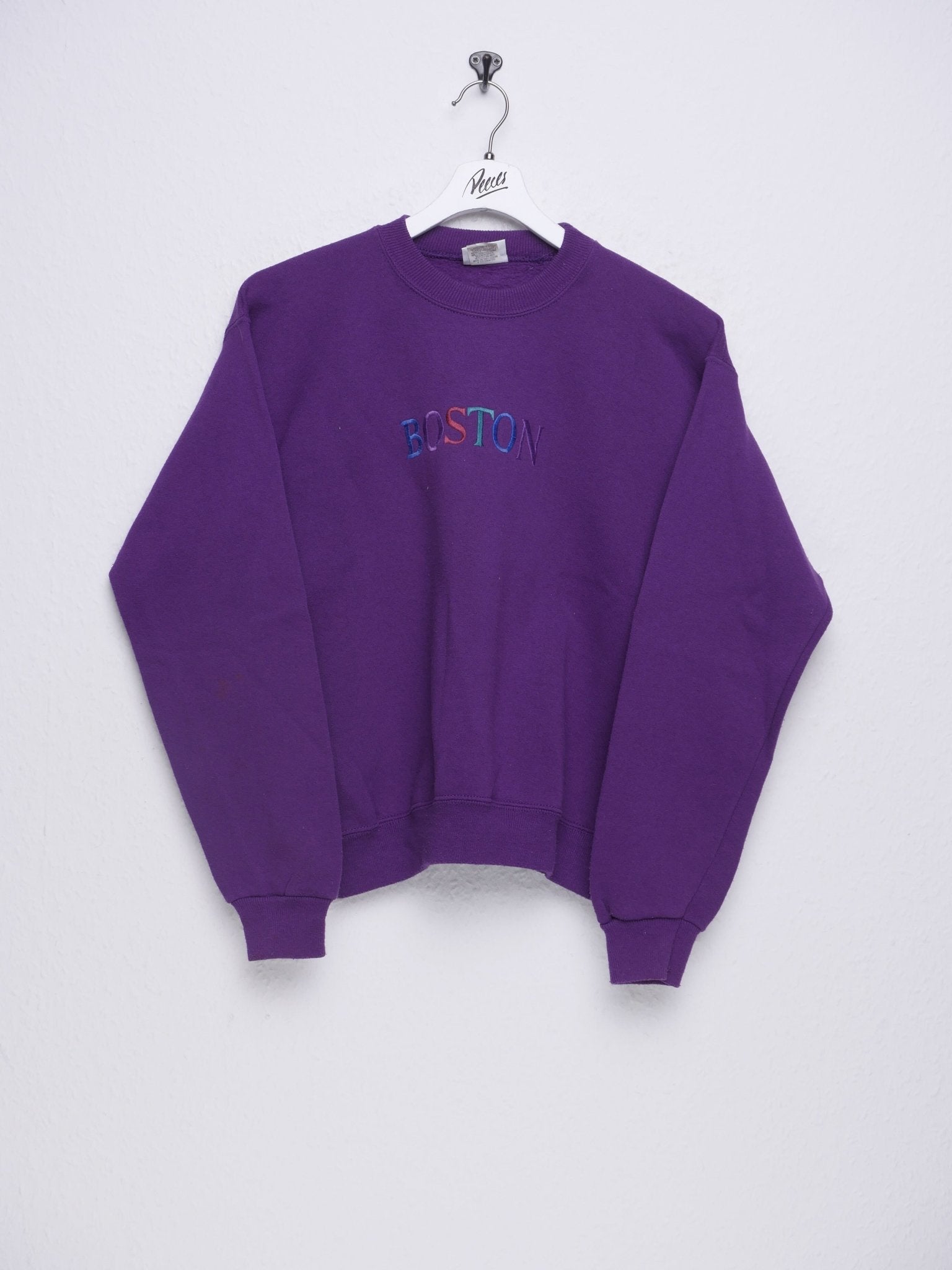 Boston embroidered Spellout purple Sweater - Peeces