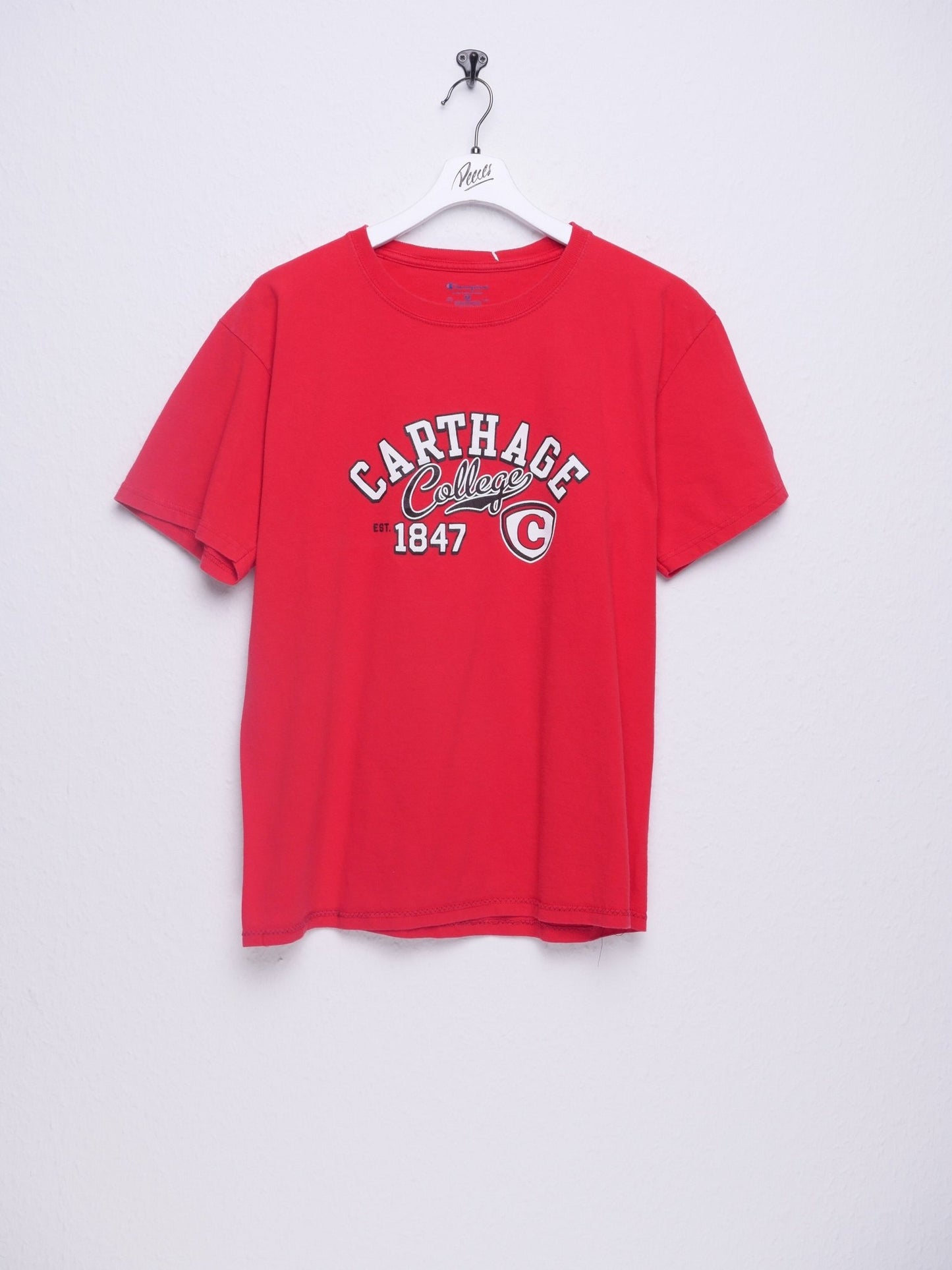 champion Carthage College embroidered Logo red Shirt - Peeces