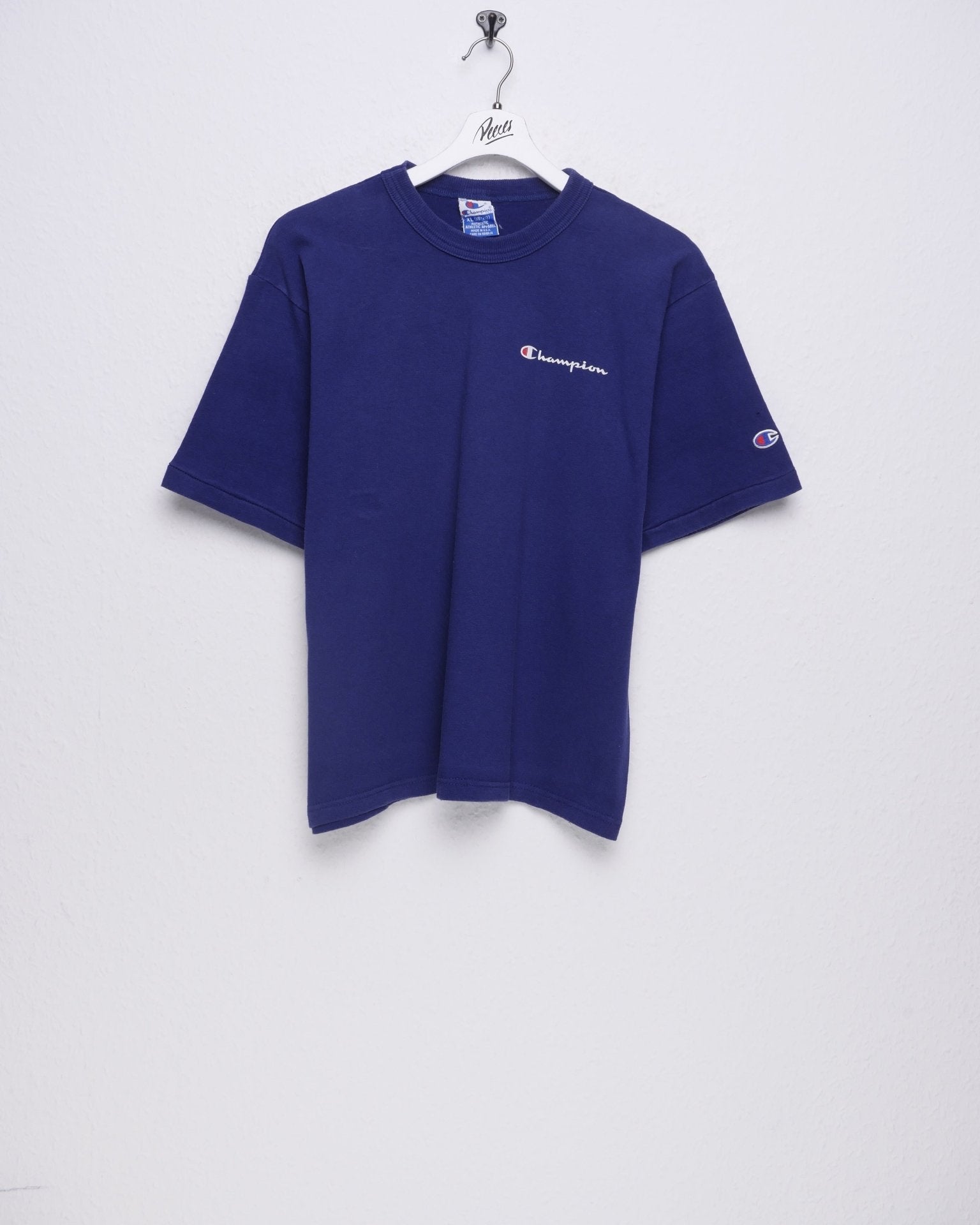 Champion embroidered Logo blue Vintage Shirt - Peeces