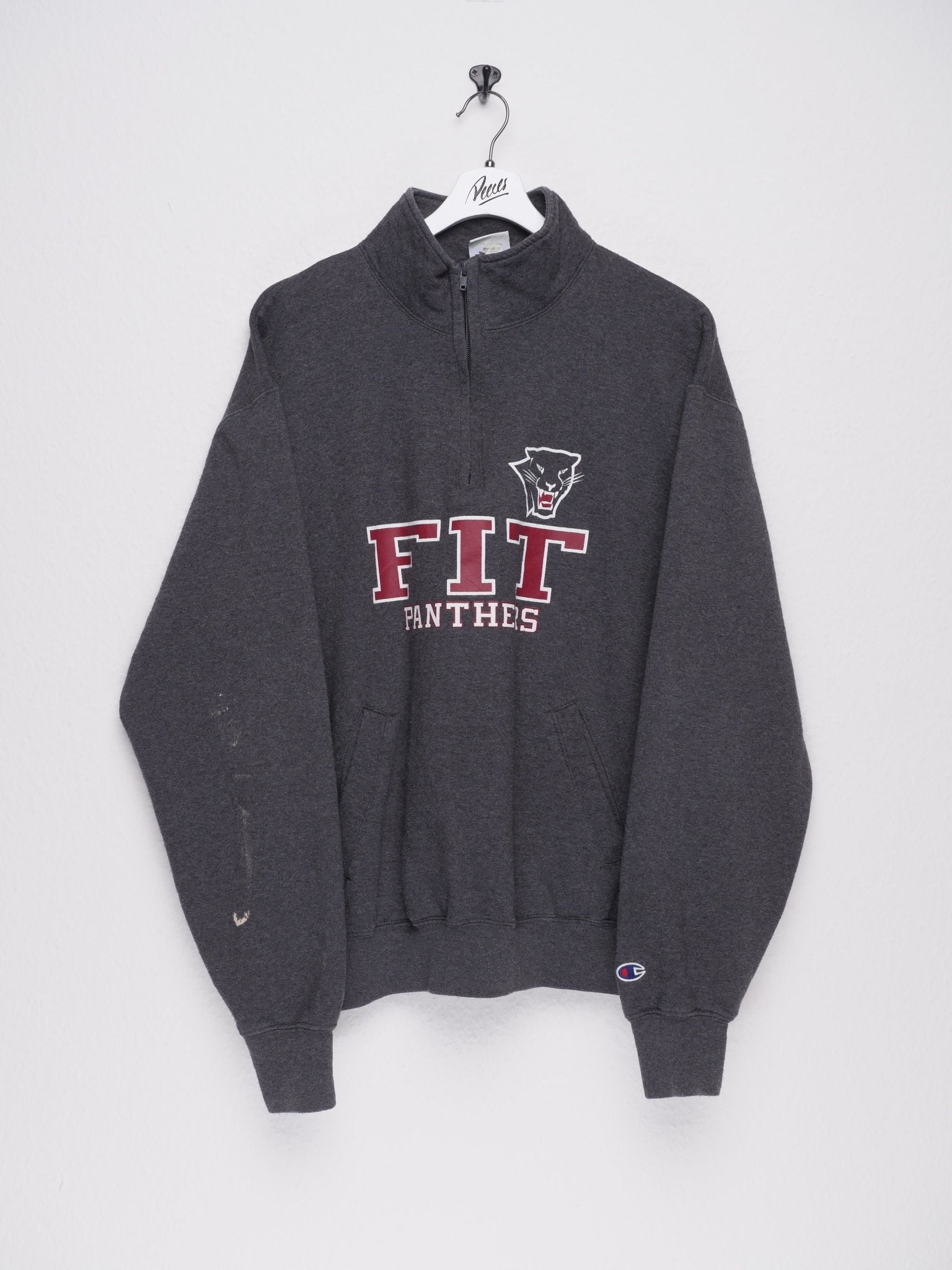 champion embroidered Logo 'FIT Panthers' Print Half Zip Sweater - Peeces