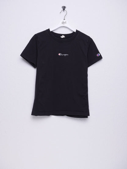 champion embroidered Spellout black Shirt - Peeces