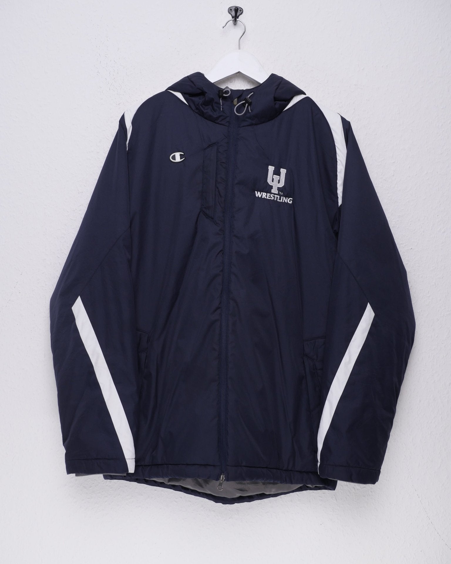 Champion Gum Logo 'Wrestling' embroidered navy thick Track Jacket - Peeces