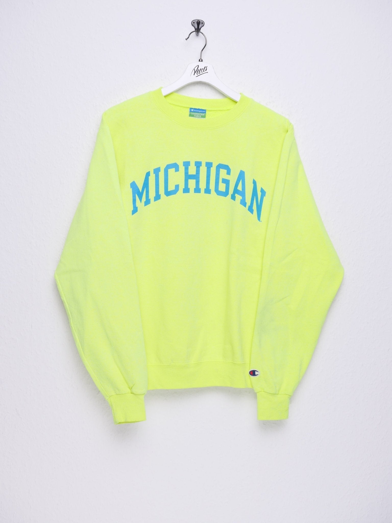 Champion Michigan embroidered Logo neon yellow Sweater - Peeces