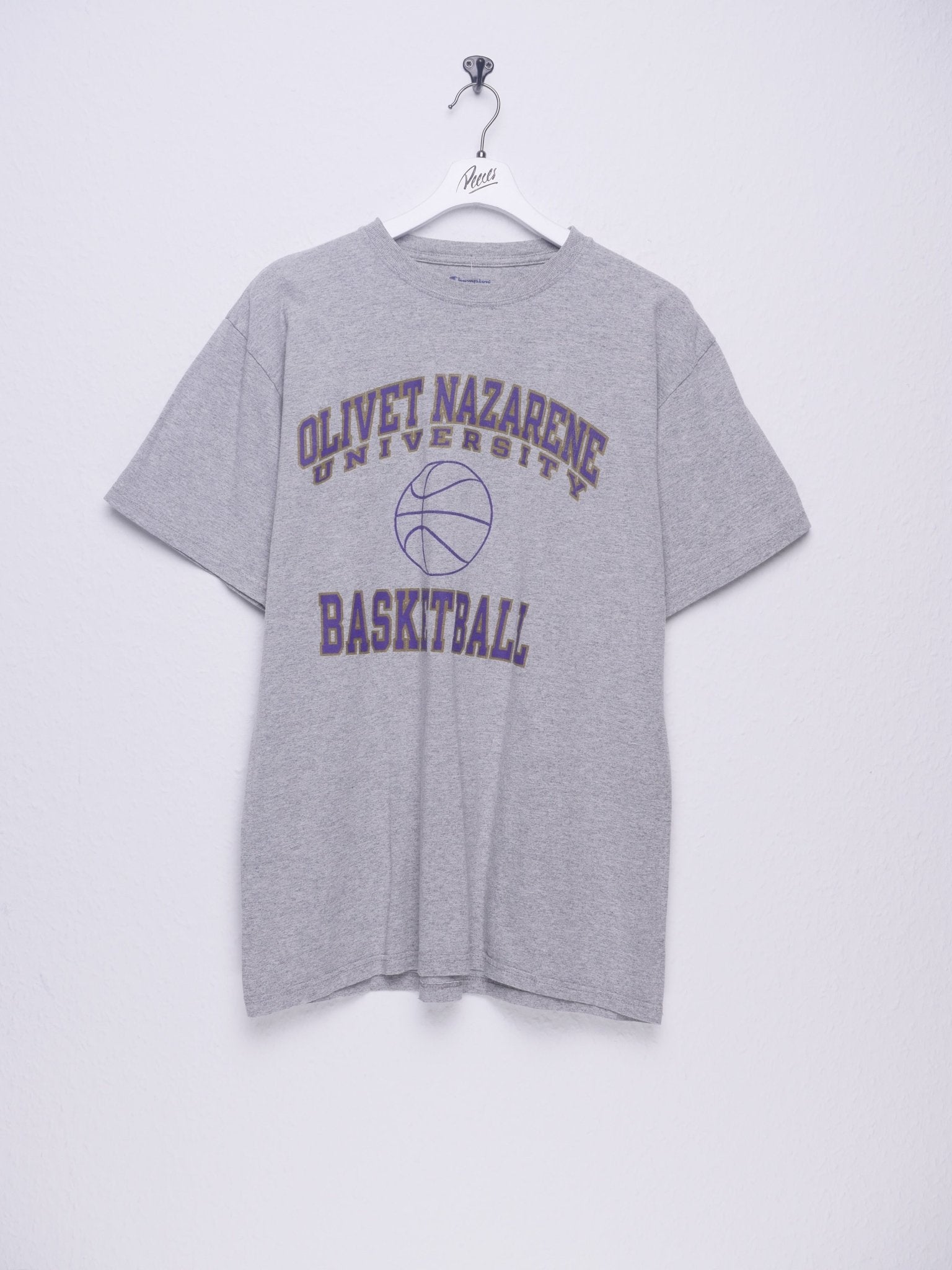 Champion printed Spellout Basketball Graphic grey Shirt - Peeces