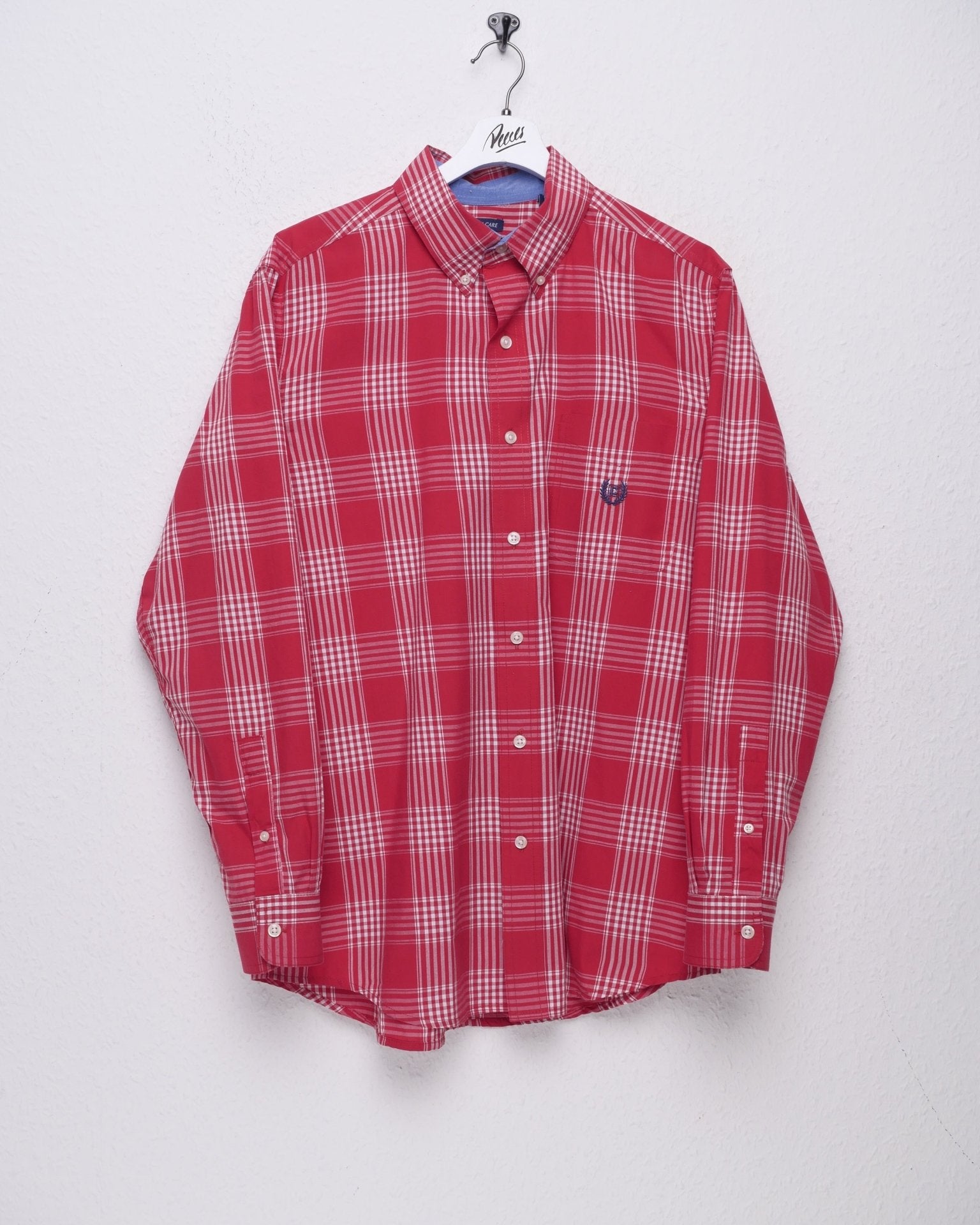 Chaps by Ralph Lauren embroidered Logo red checkered Button Down - Peeces