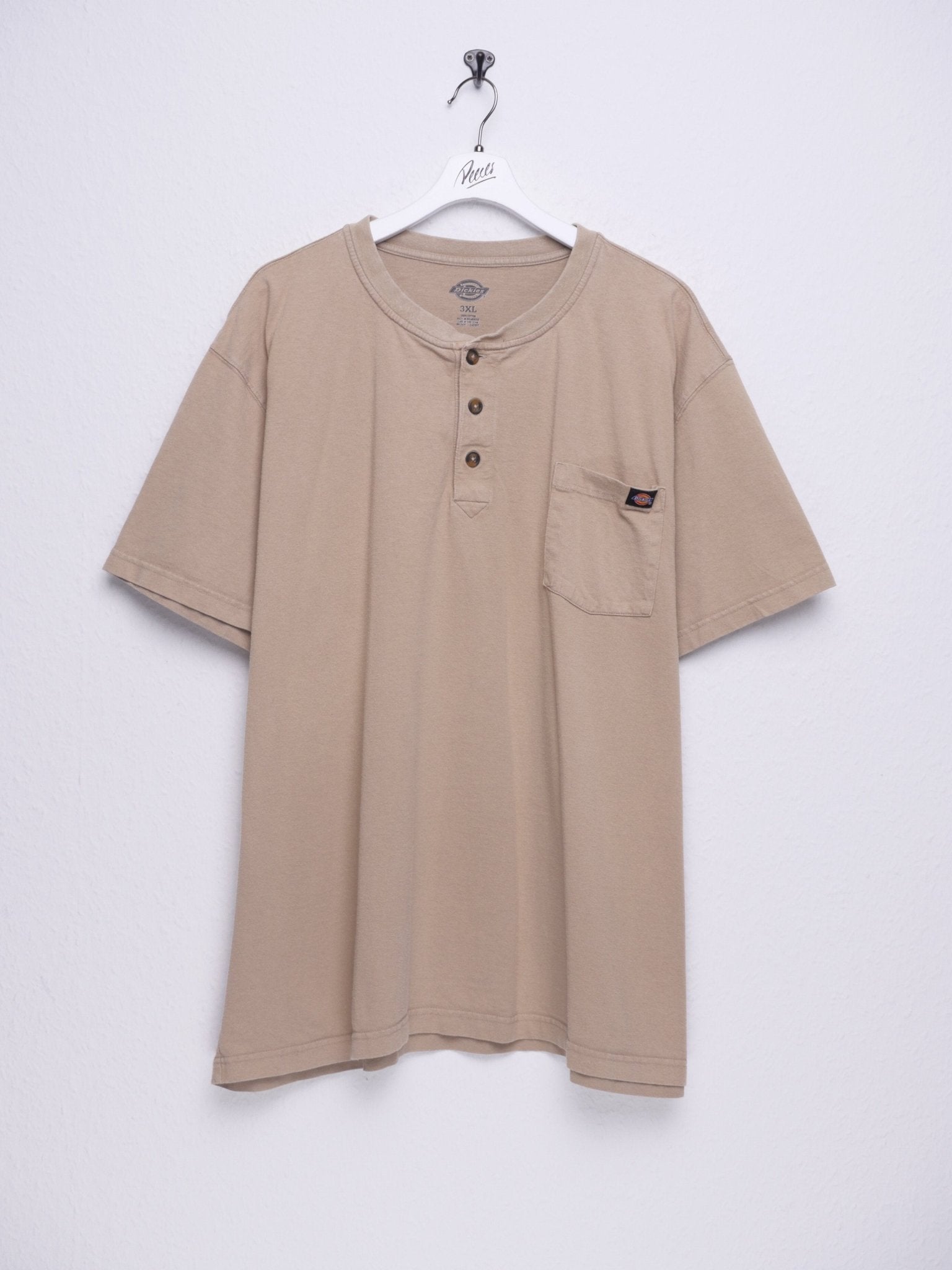 dickies patched Logo beige Half Buttoned Shirt - Peeces