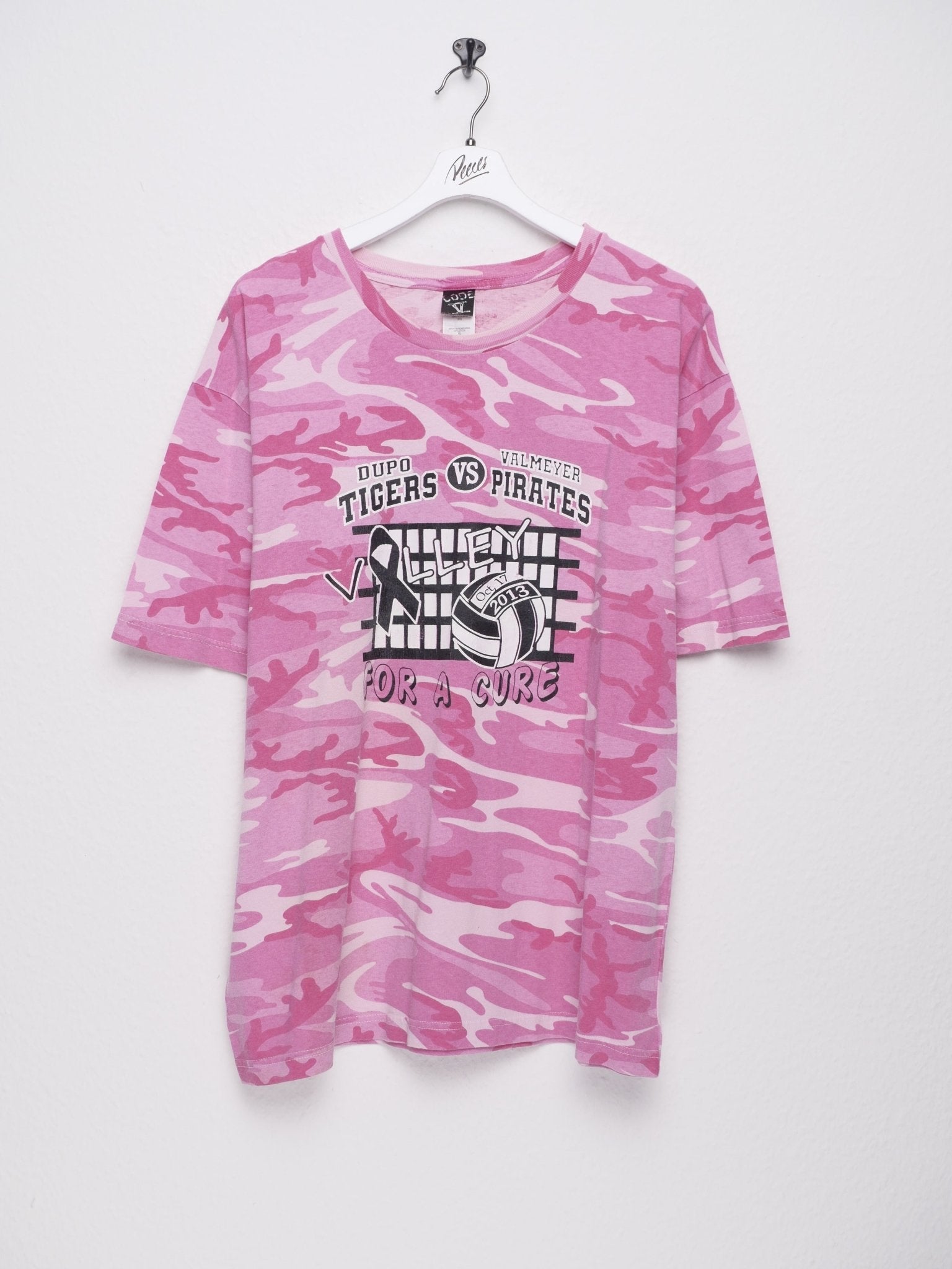 Dupo Tigers vs Valmeyer Pirates printed Spellout pink camouflage Shirt - Peeces