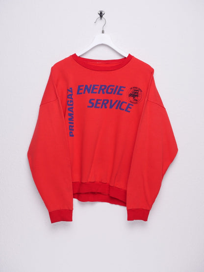 'Energie Service' printed Graphic red Sweater - Peeces