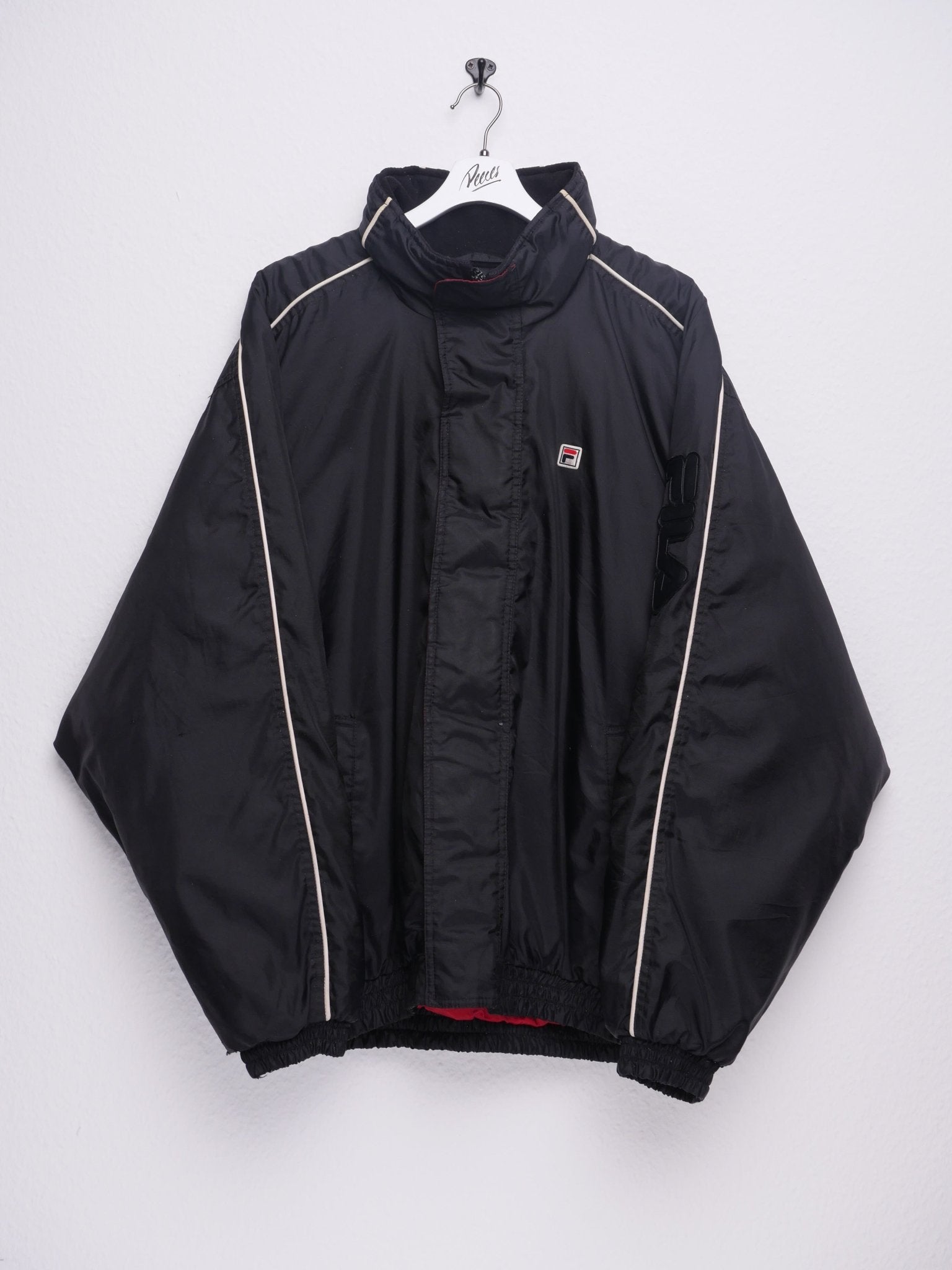 fila embroidered Logo black thick Jacket - Peeces